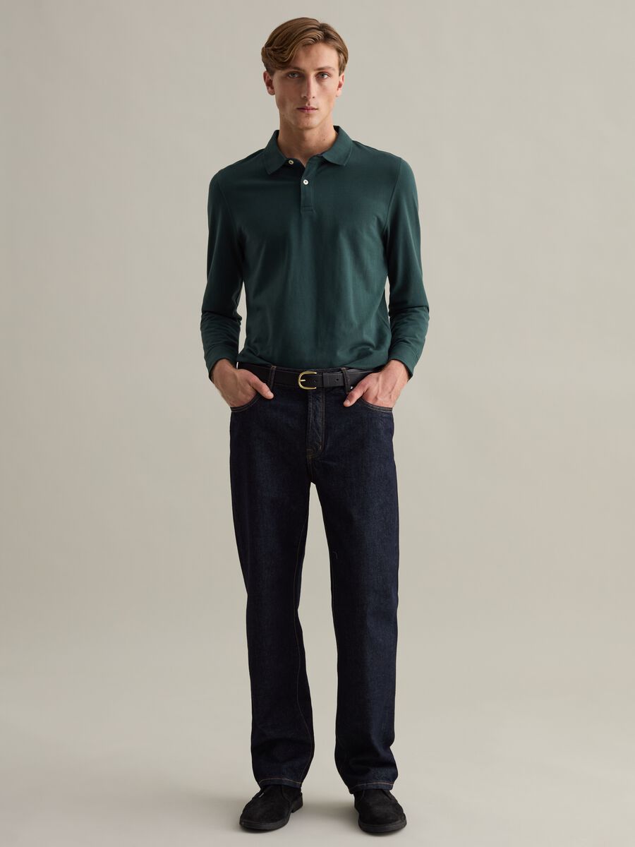 Long-sleeved polo shirt in piquet_0