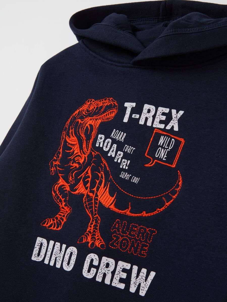 Sweatshirt with hood and dinosaur embroidery_2