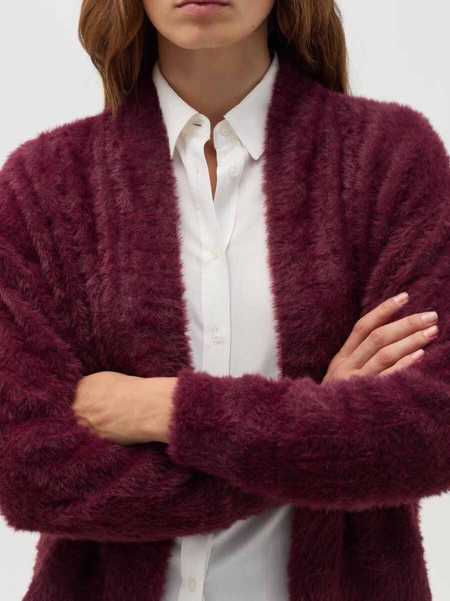 Open cardigan in furry yarn_3