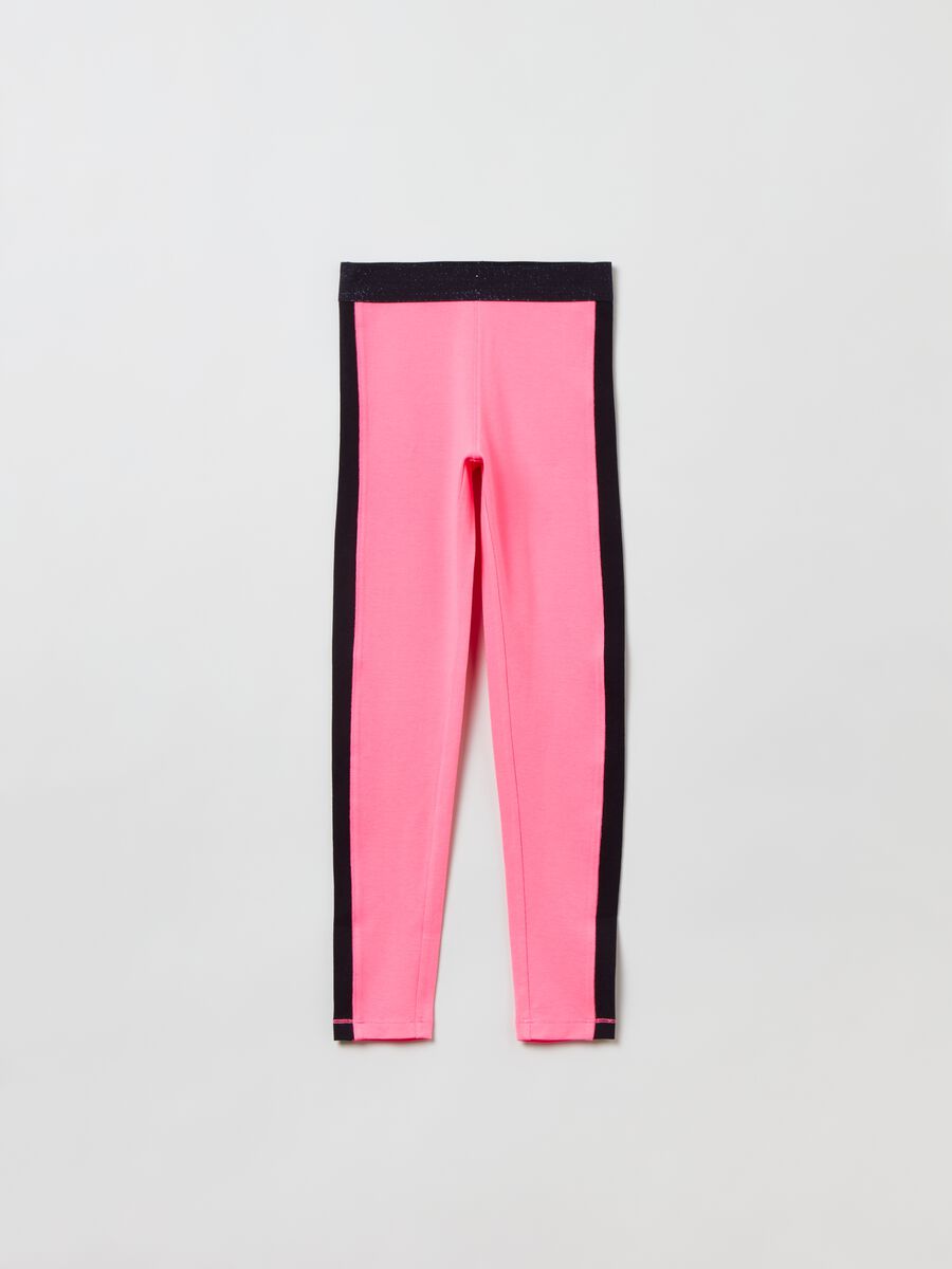 Leggings with contrasting band and glitter_0