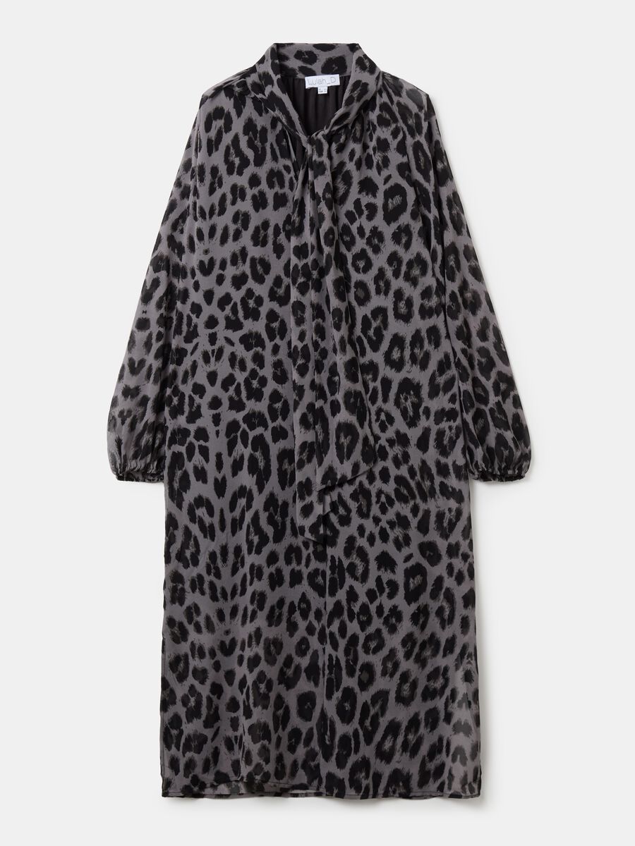 Long animal print dress with scarf_4