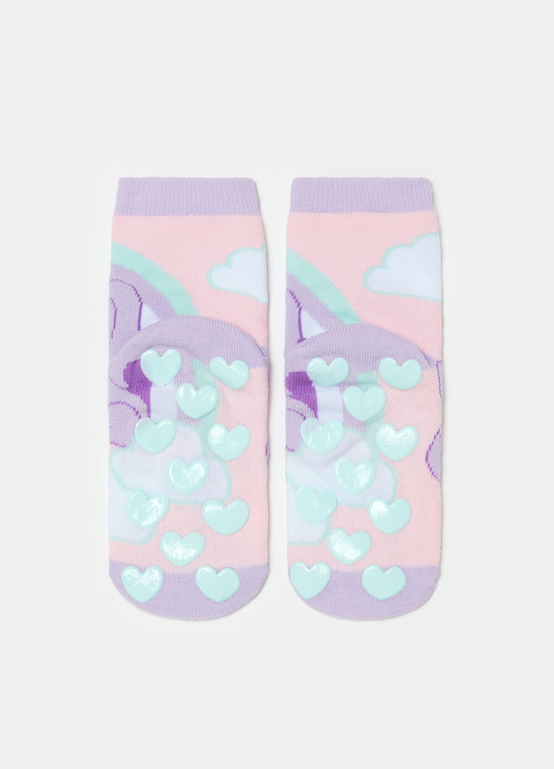 Two-pair pack slipper socks in organic cotton