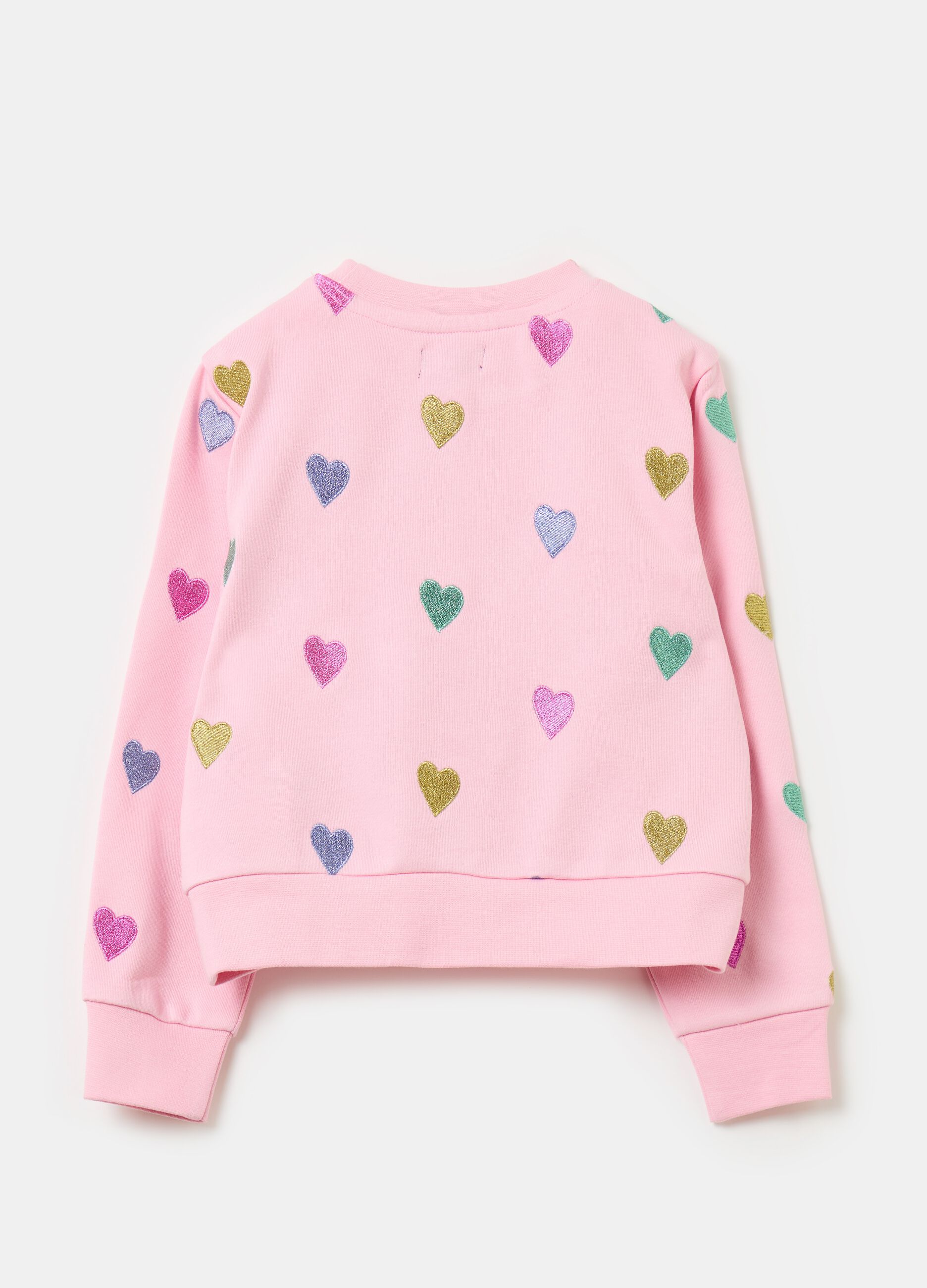 Sweatshirt in French terry with hearts embroidery