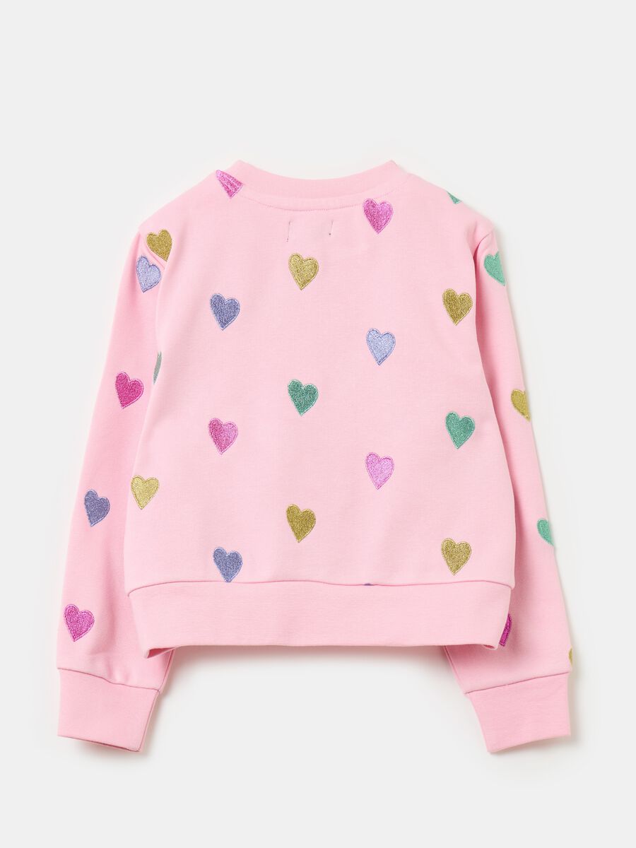 Sweatshirt in French terry with hearts embroidery_1