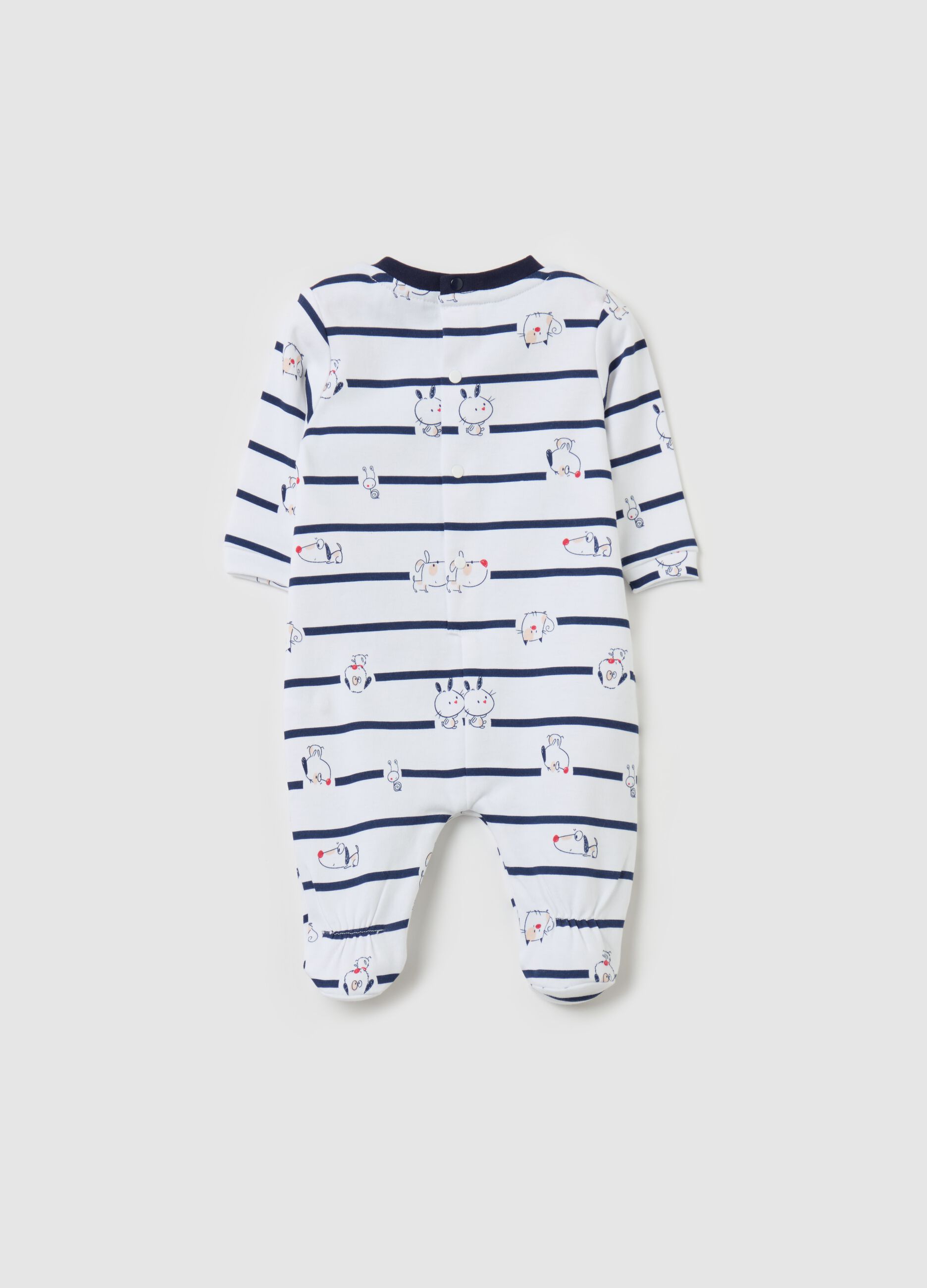 Organic cotton onesie with feet and print