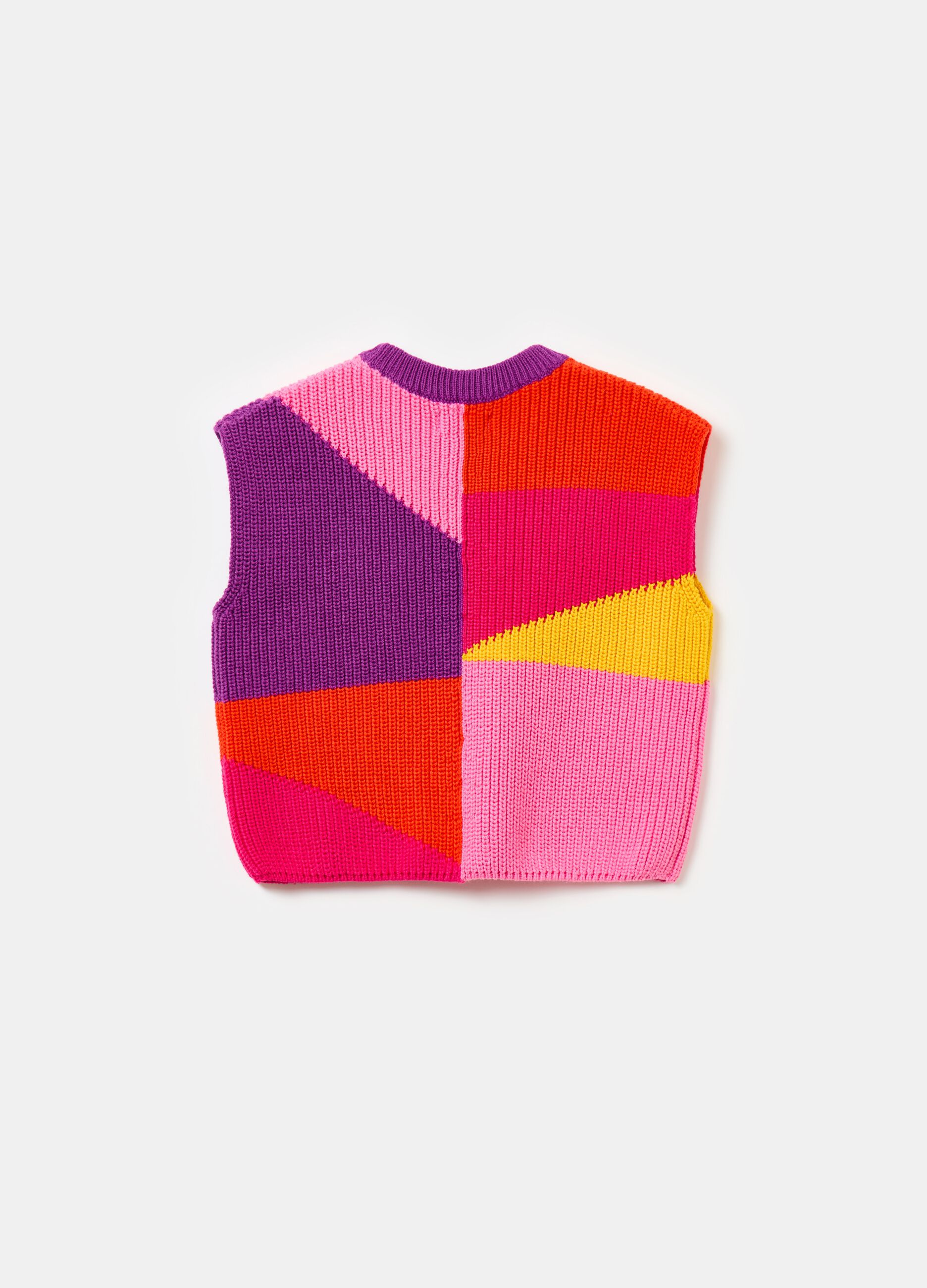 Colourblock cotton gilet