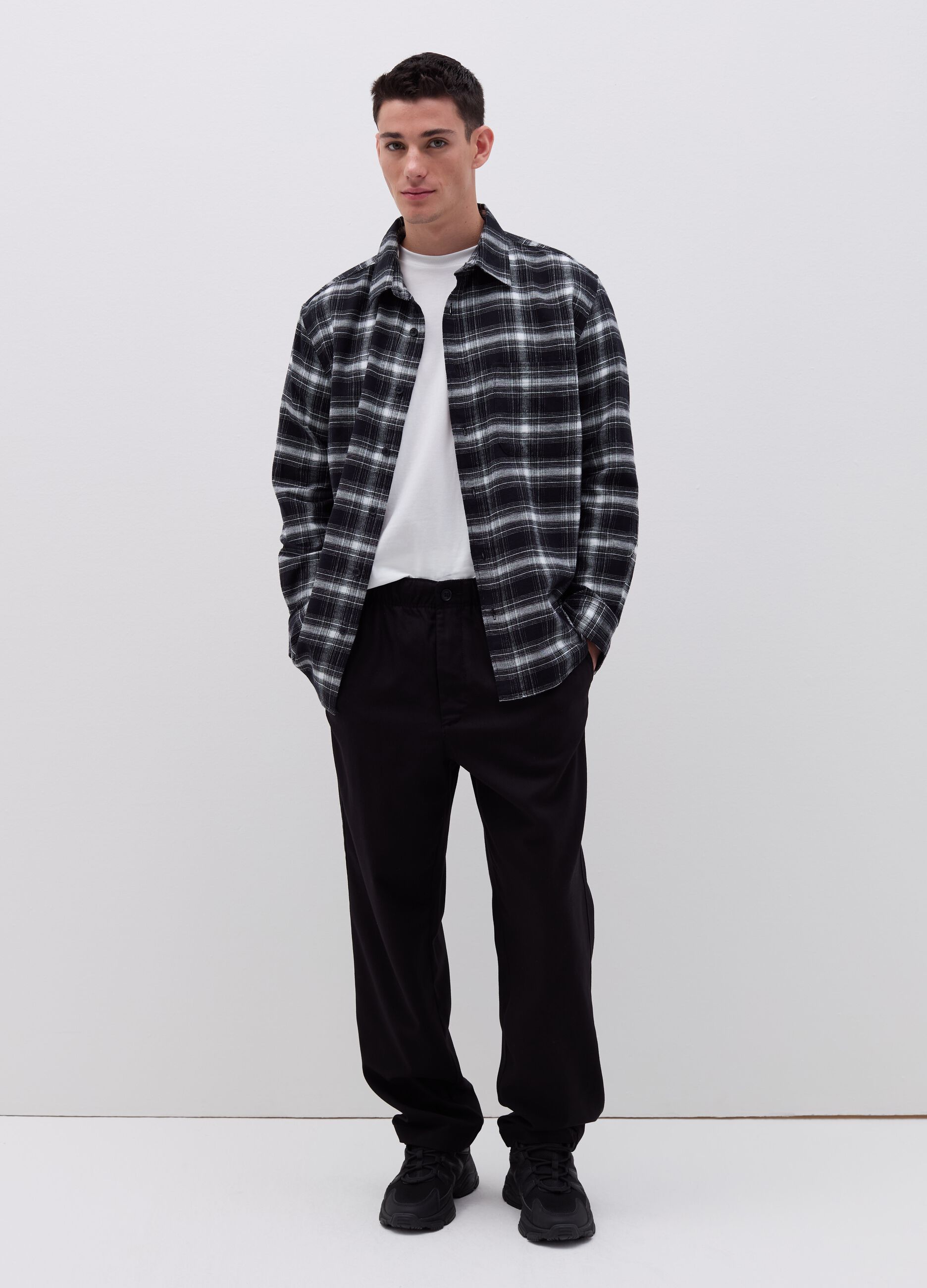 Flannel shirt with check pattern