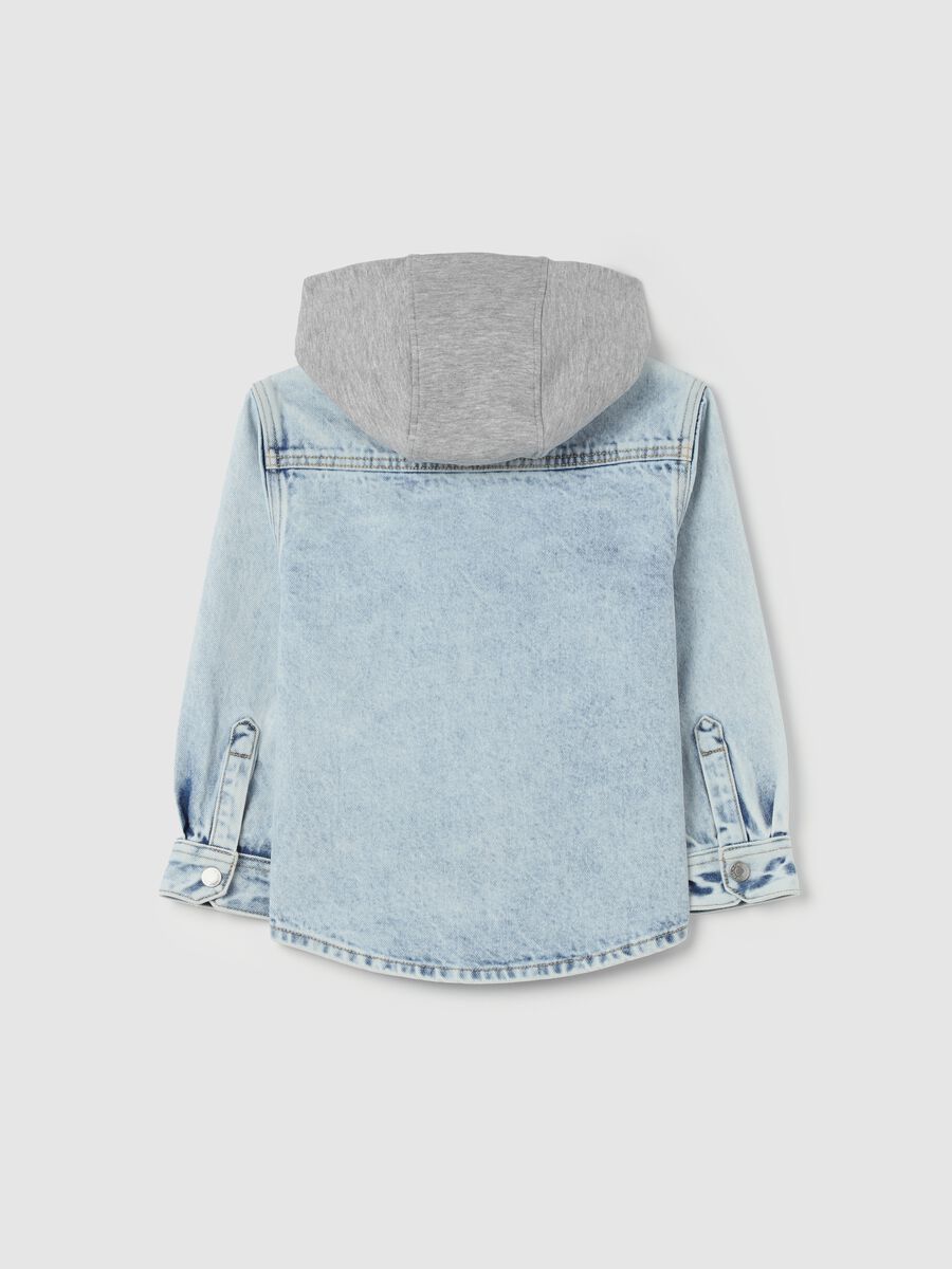 Denim shirt with fleece hood_1