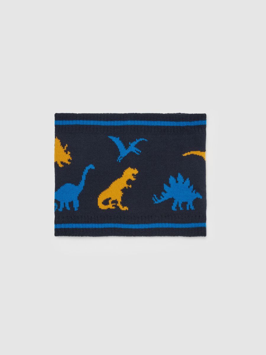 Neck warmer with jacquard dinosaurs design_0