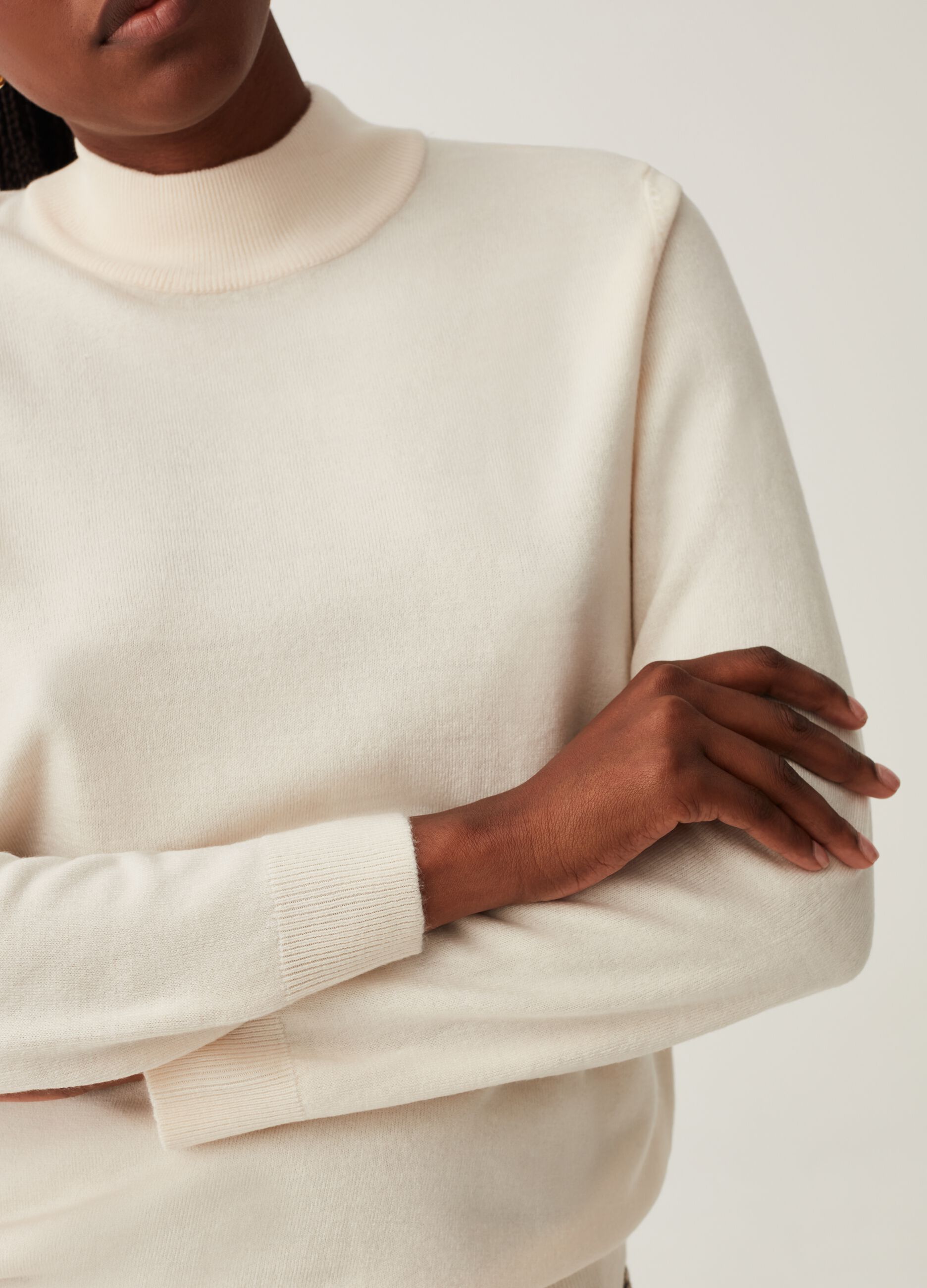 Pullover with mock neck