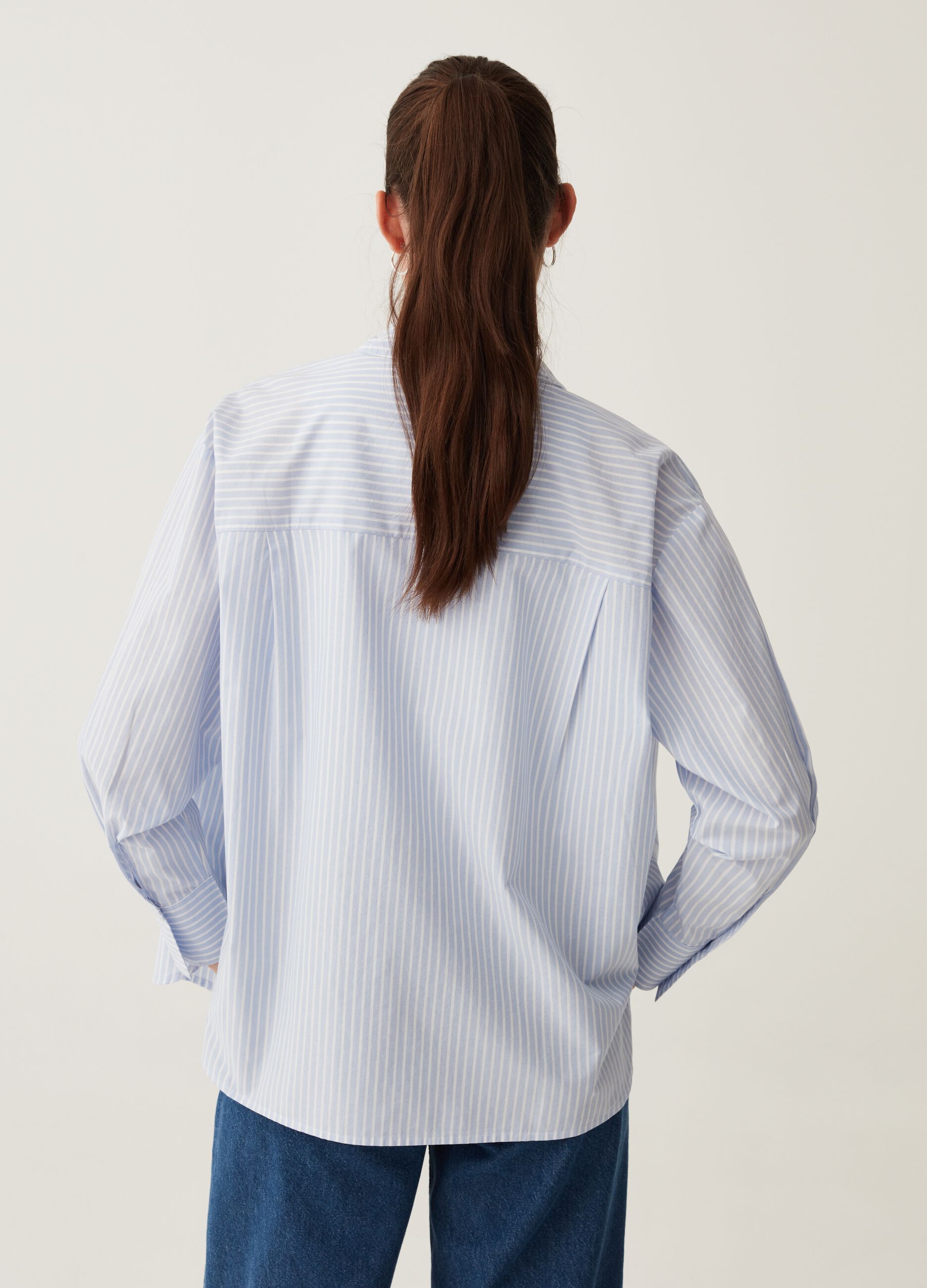 Striped poplin shirt