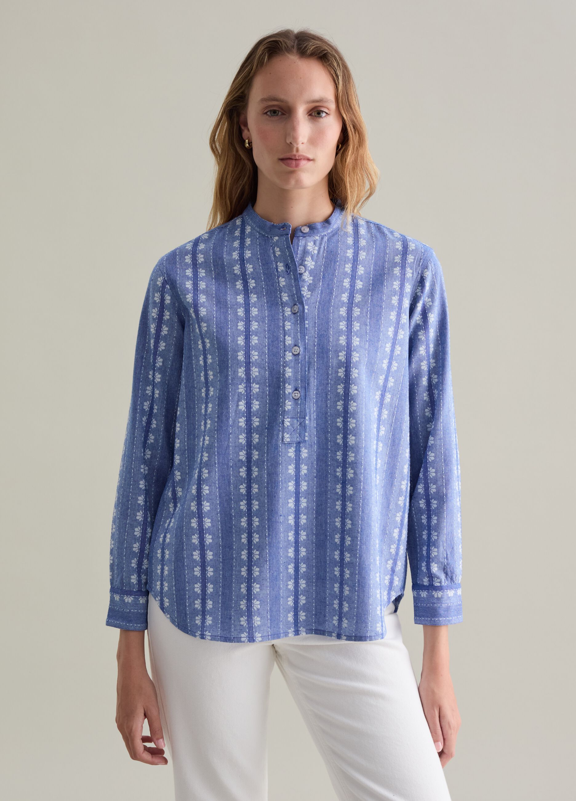 Striped blouse with embroidered details