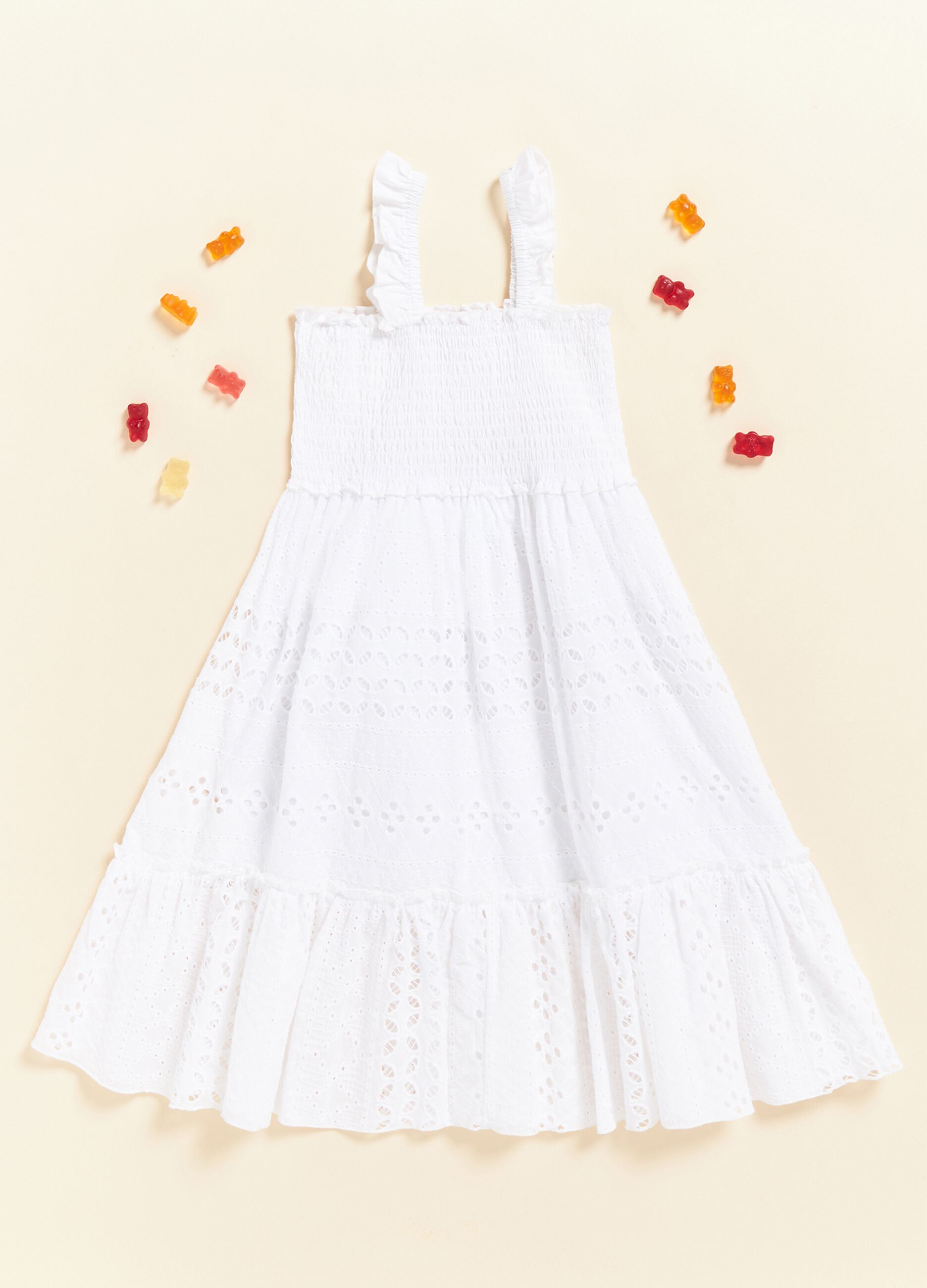 IANA sleeveless dress in 100% cotton broderie anglaise