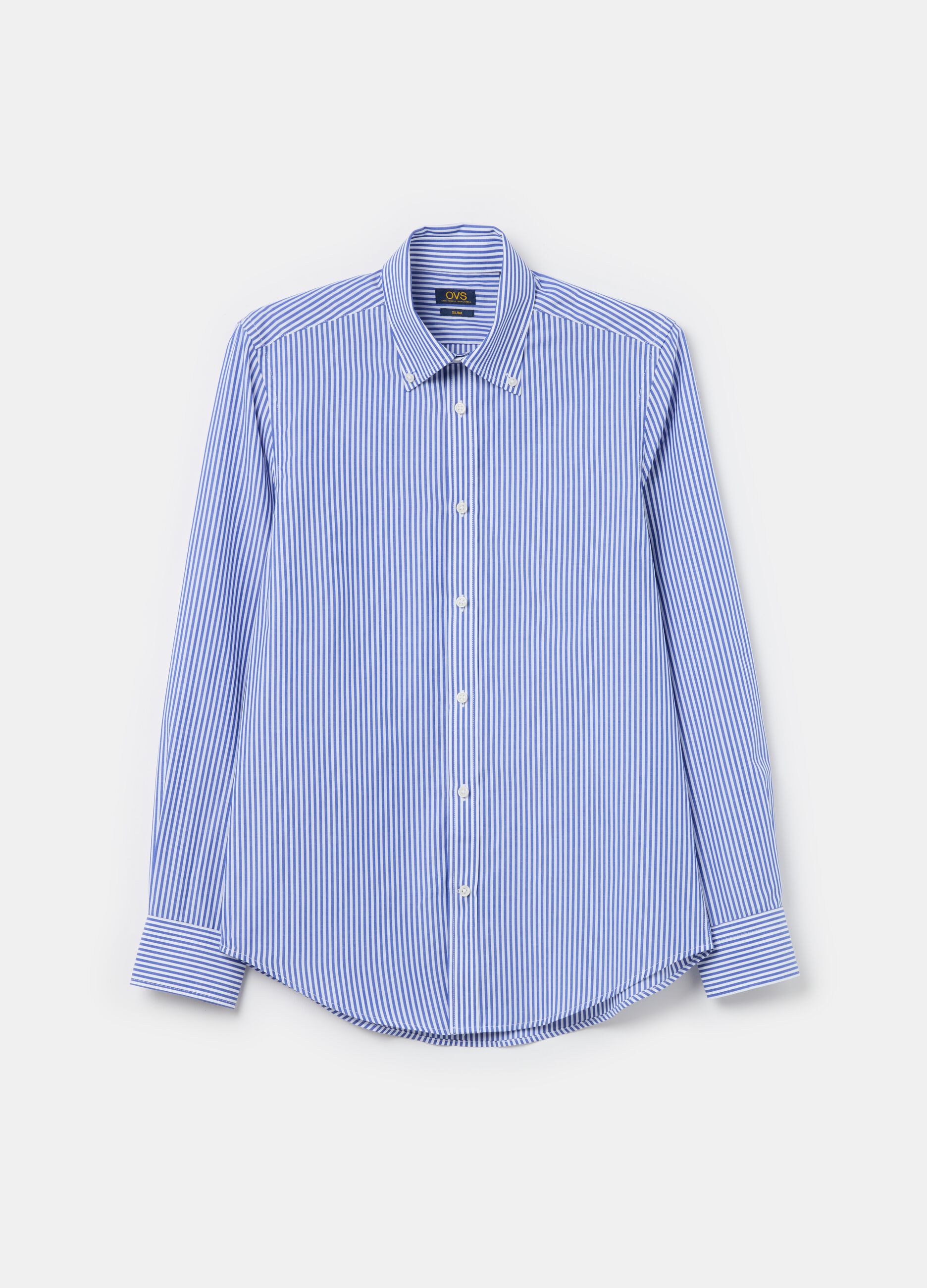 Slim-fit striped shirt with button-down collar