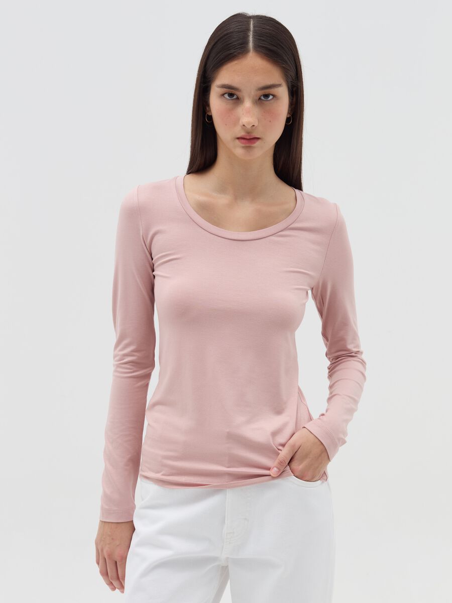 Long-sleeved T-shirt in stretch viscose_1