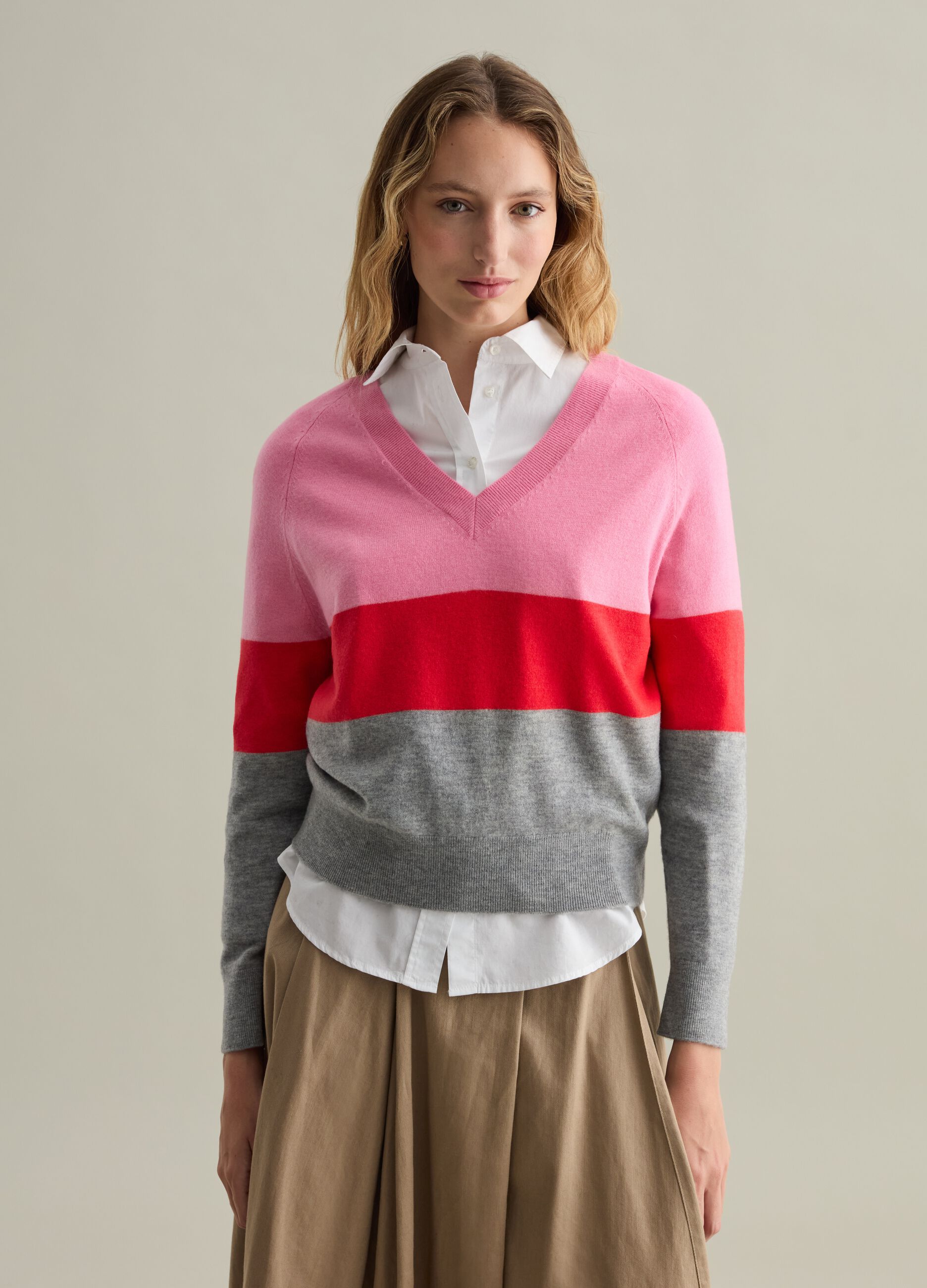 Colourblock wool pullover