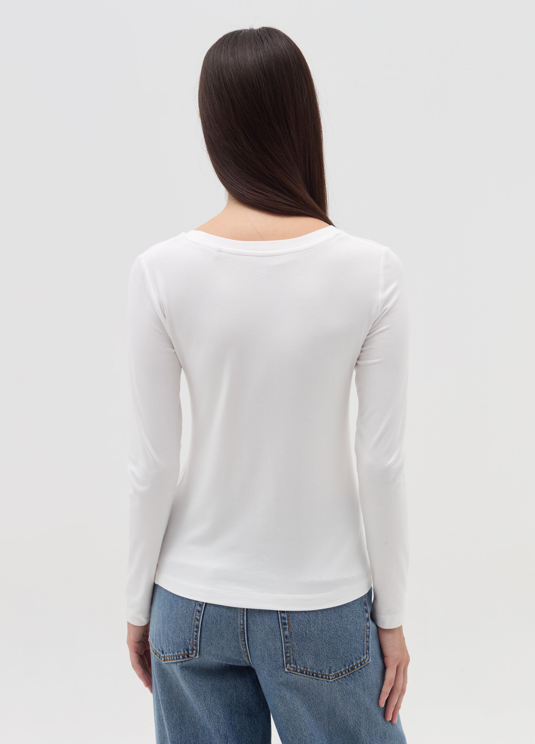 Long-sleeved T-shirt in stretch viscose