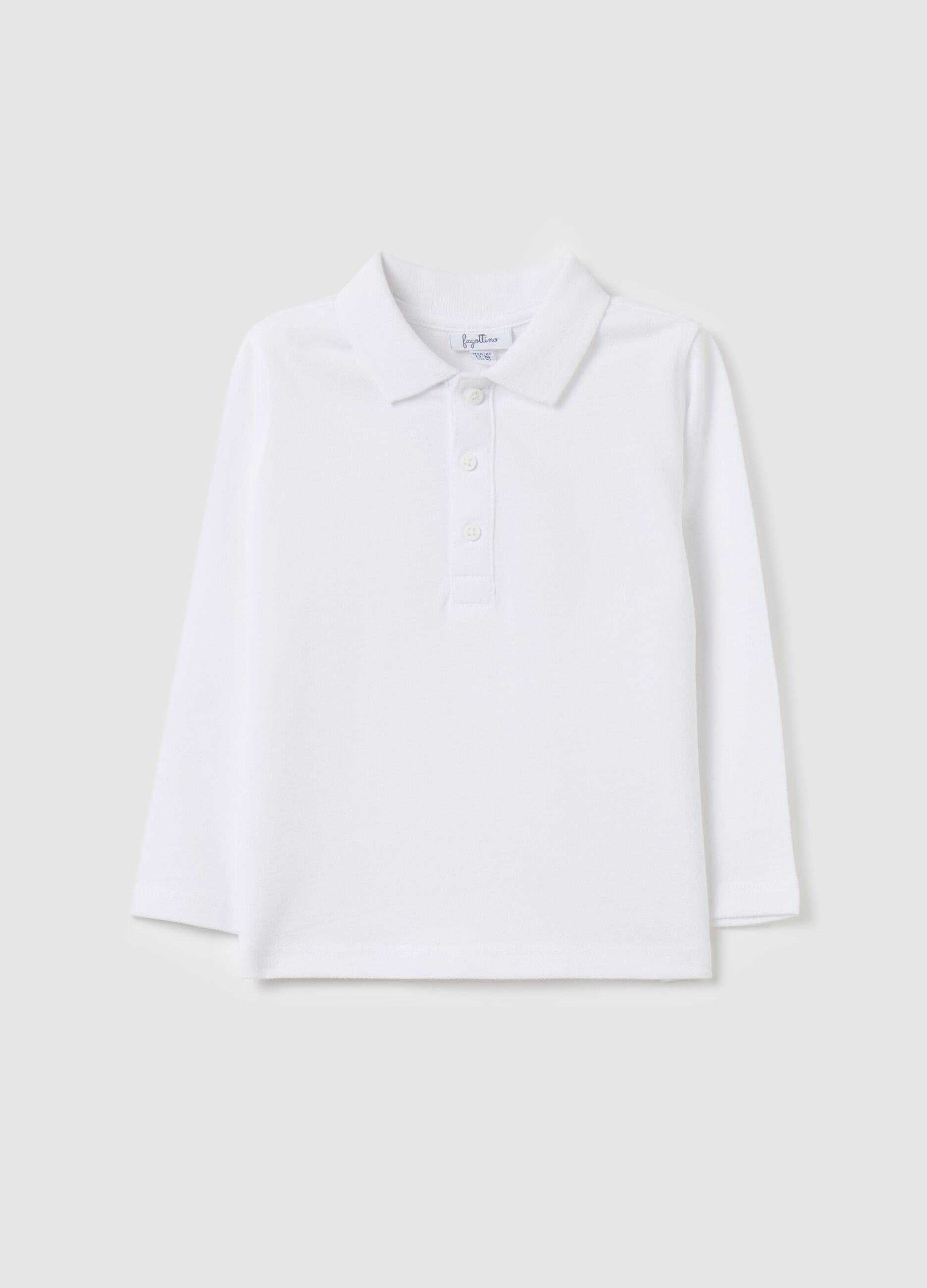 Cotton polo shirt with long sleeves