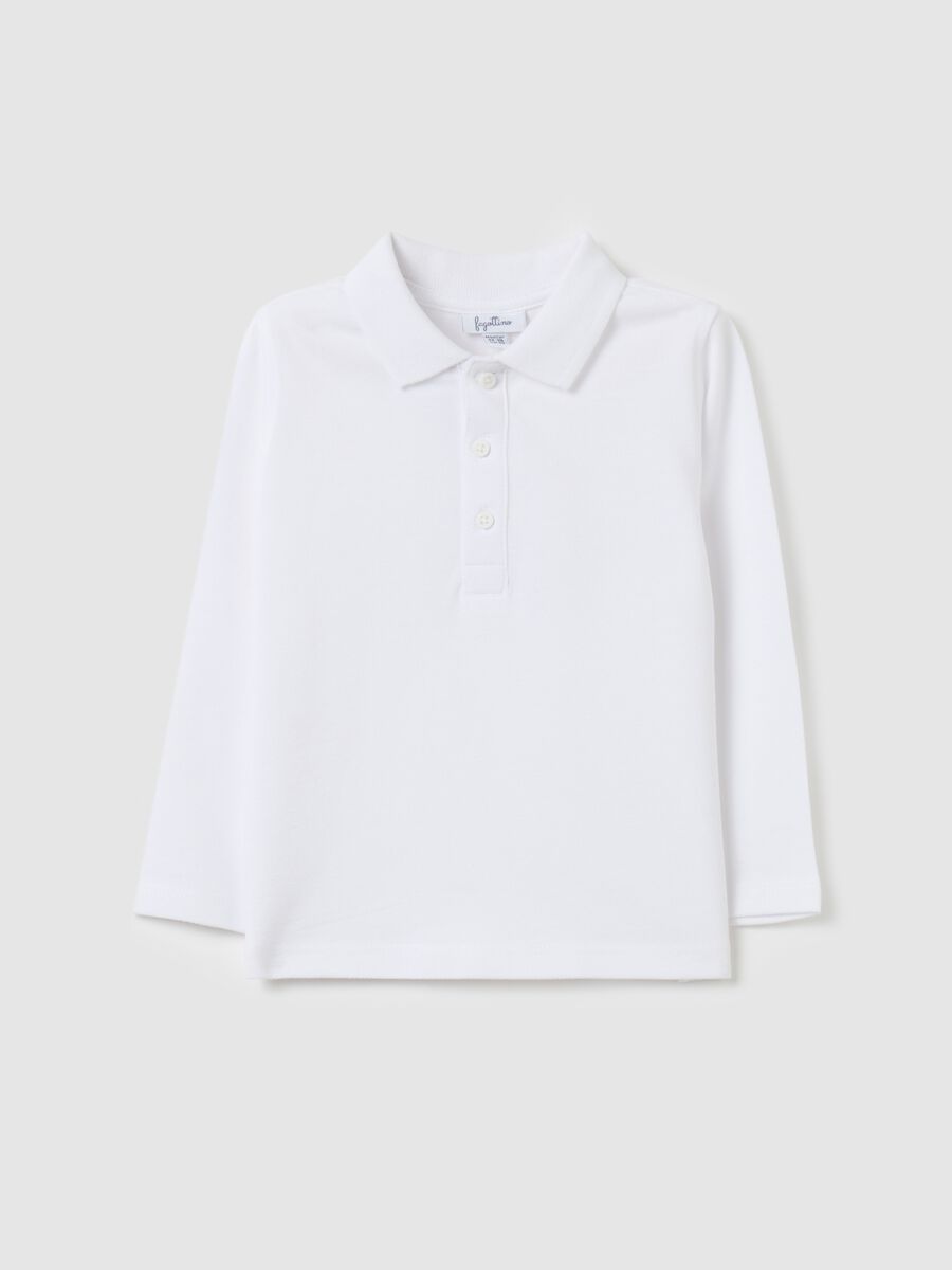 Cotton polo shirt with long sleeves_0