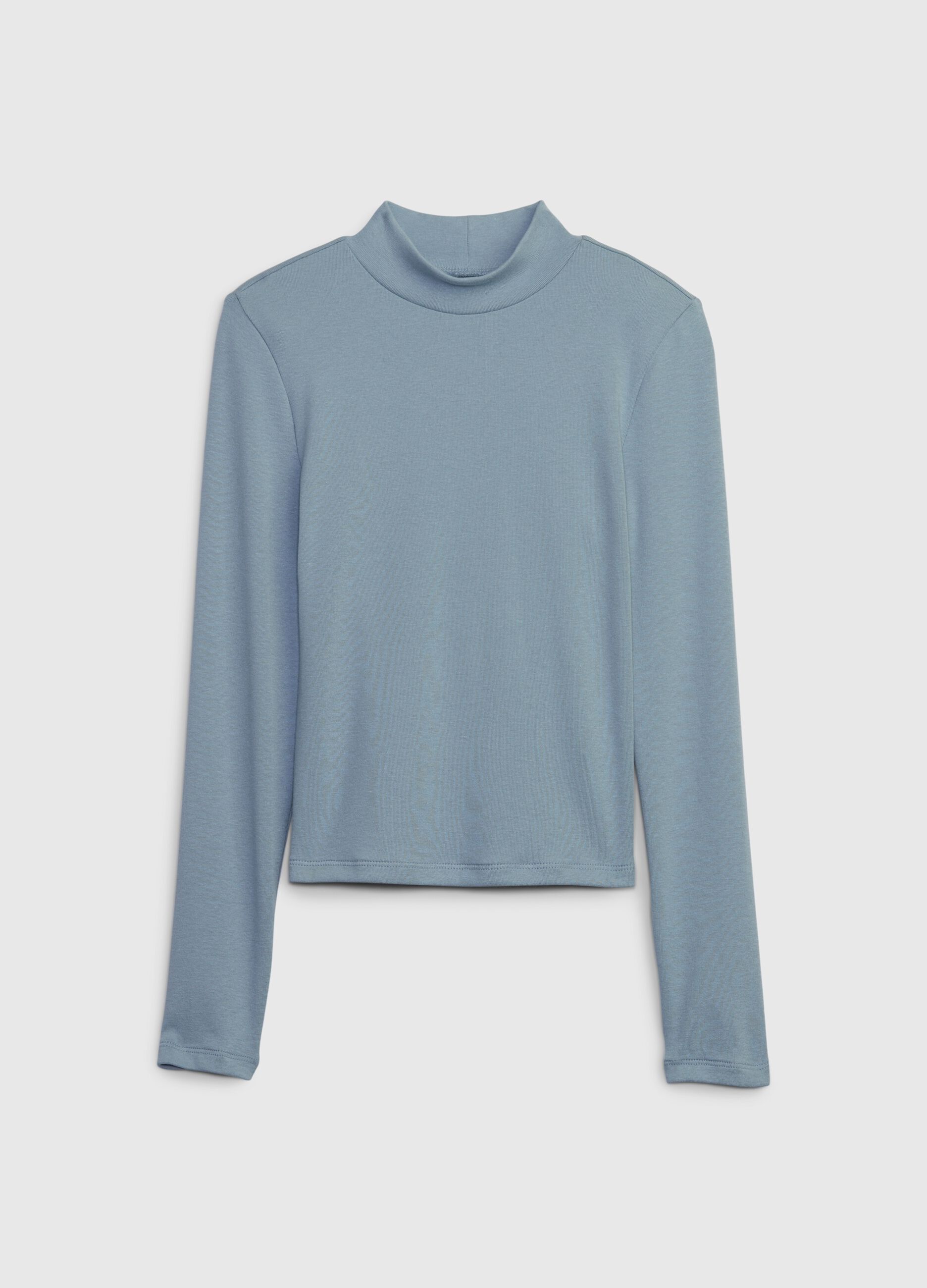 Long-sleeved T-shirt with mock neck