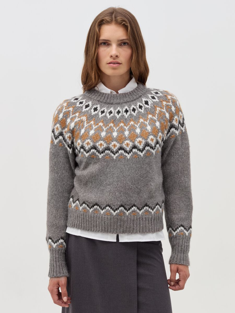 Pullover girocollo con disegno jacquard_1