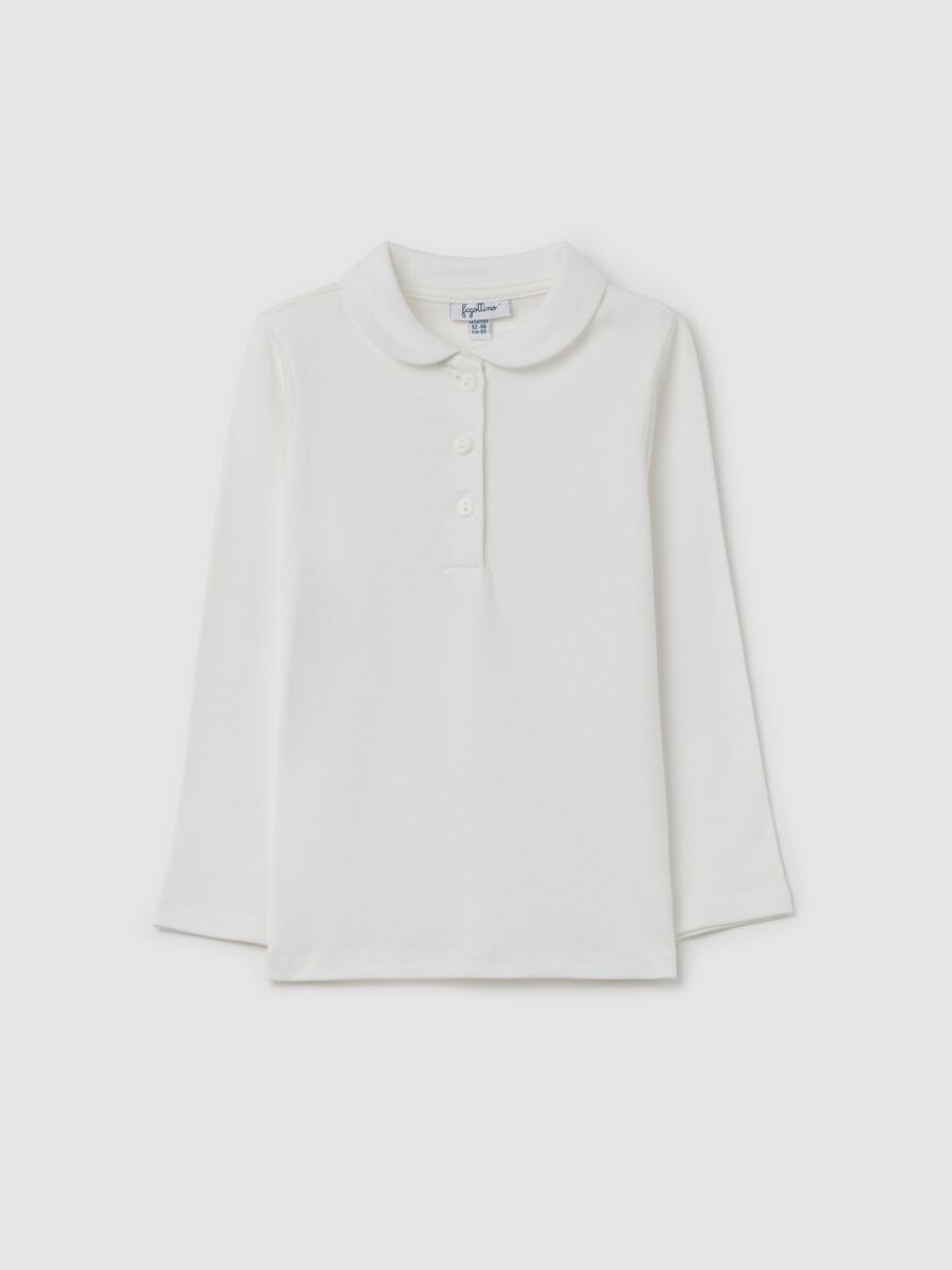 Long-sleeved cotton polo shirt_0