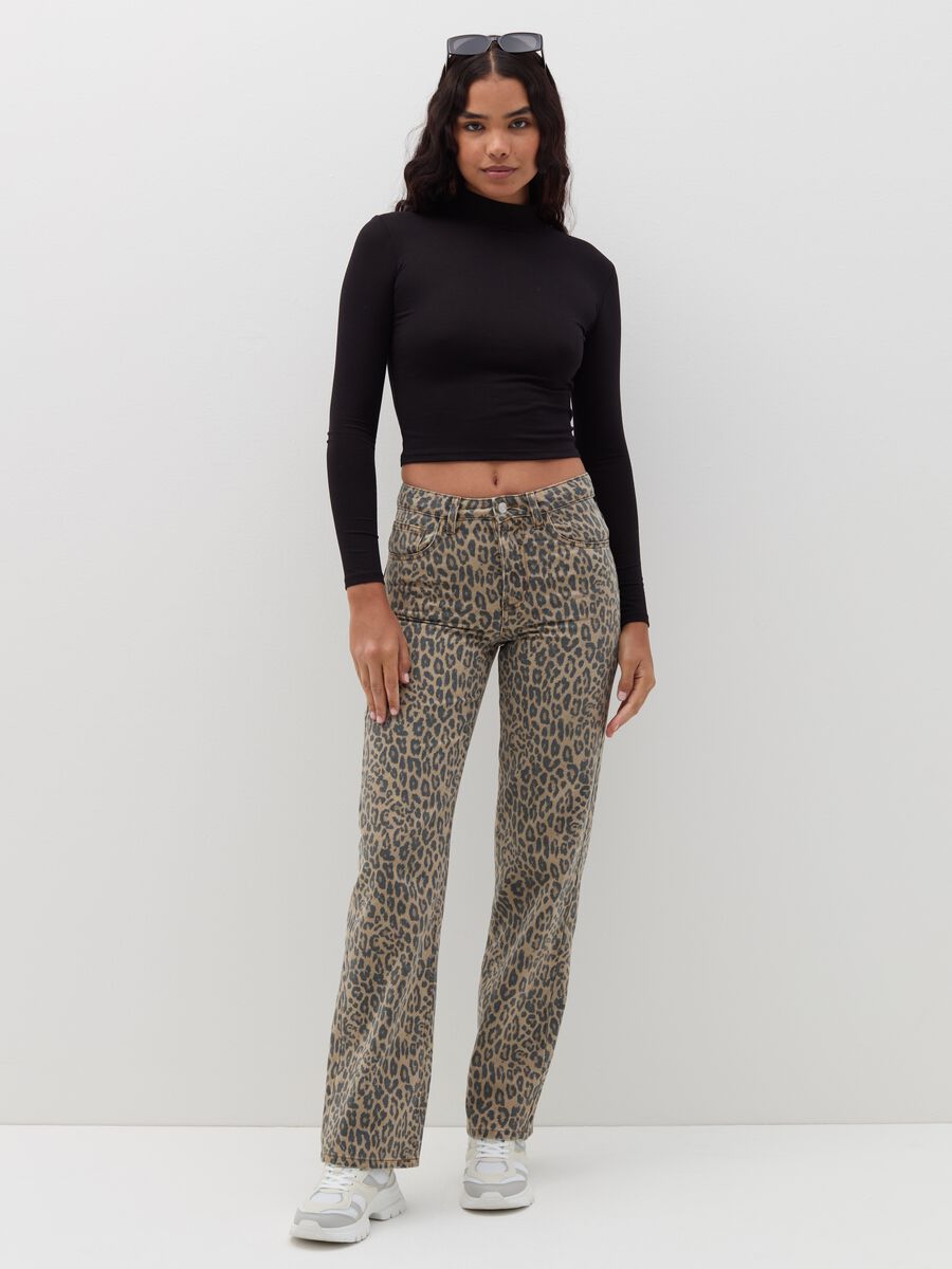 Straight-fit trousers with animal print_0