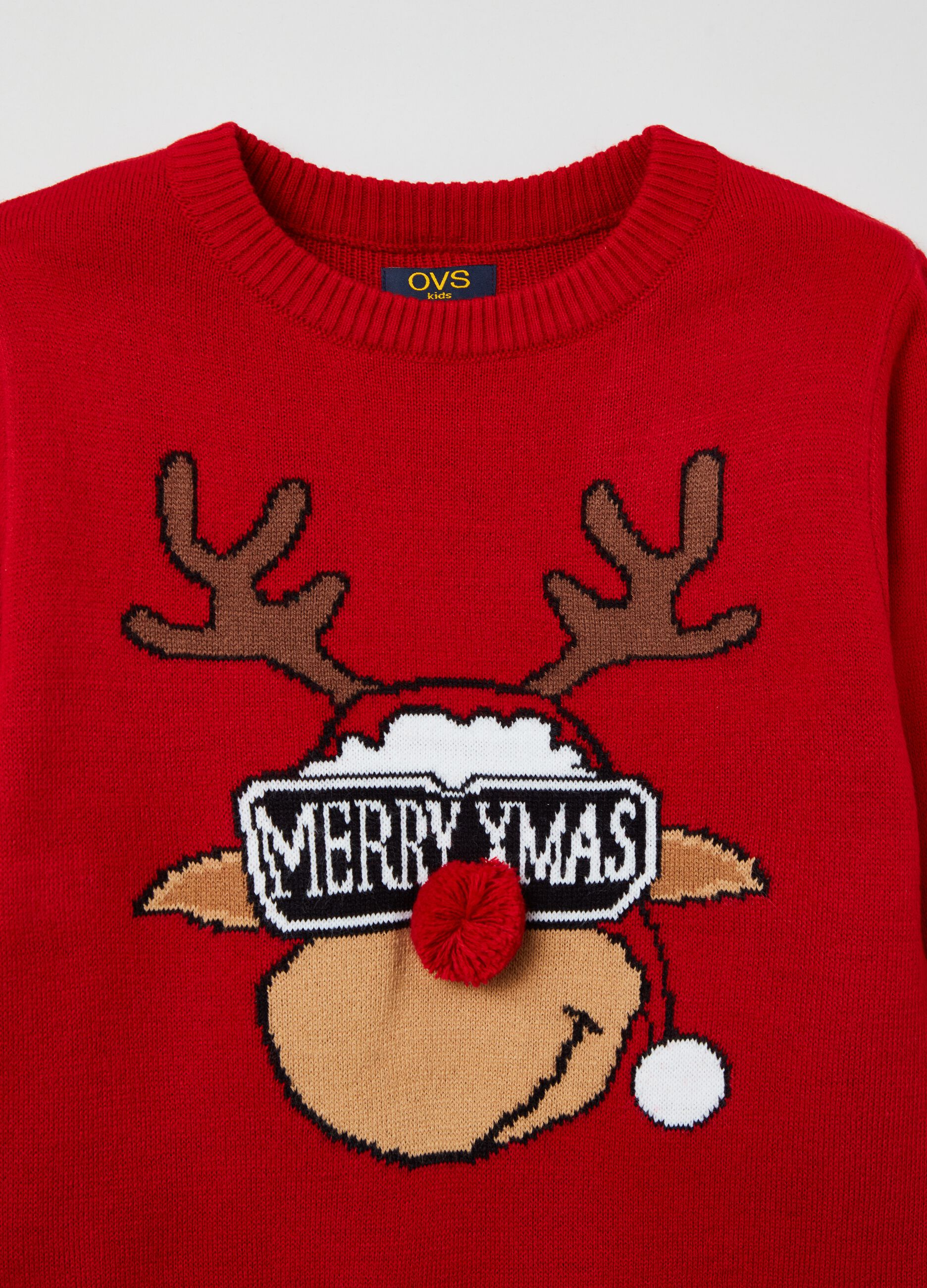 Christmas jumper with Rudolph the reindeer and pompom