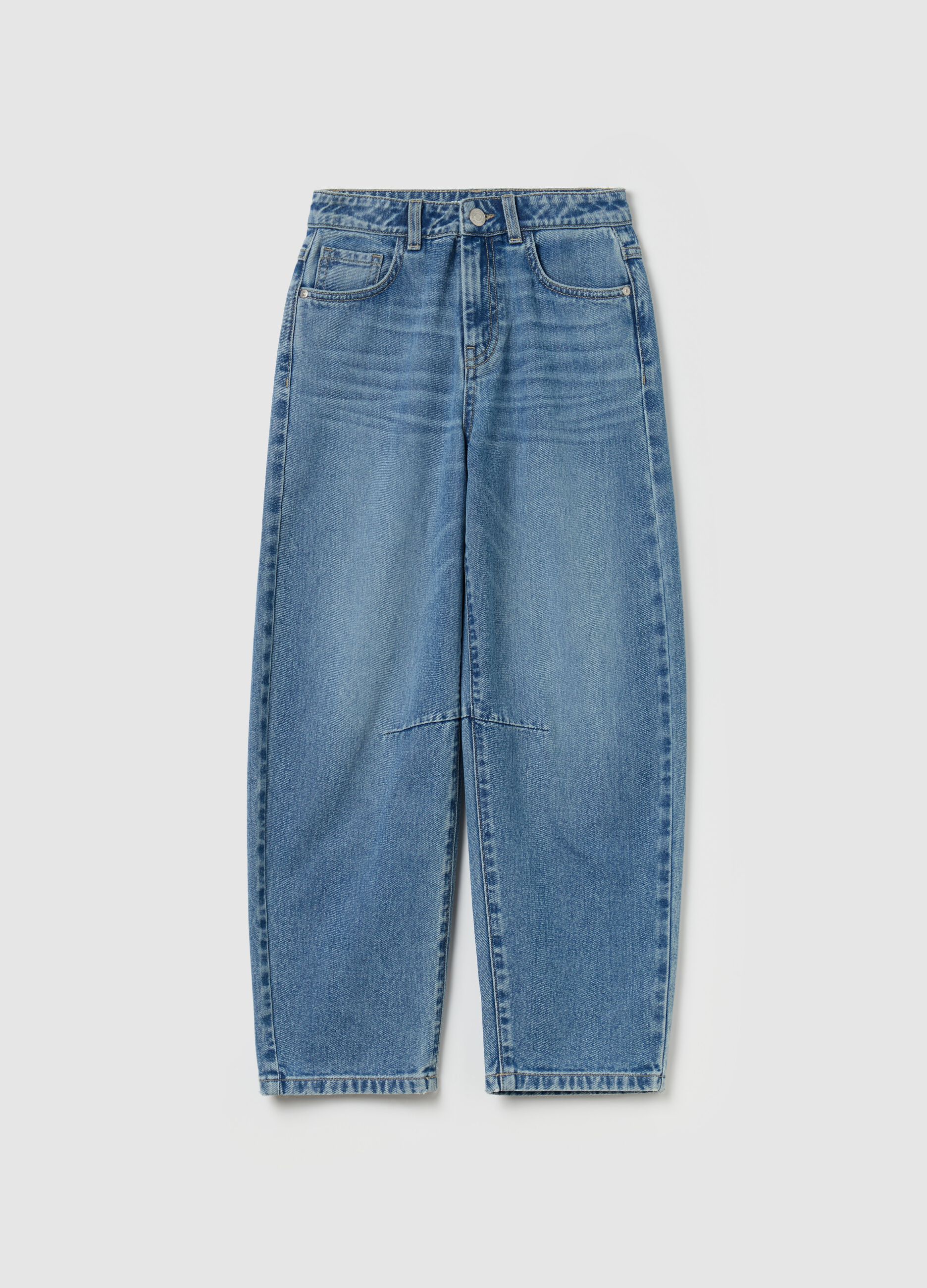 Balloon-fit jeans with fading