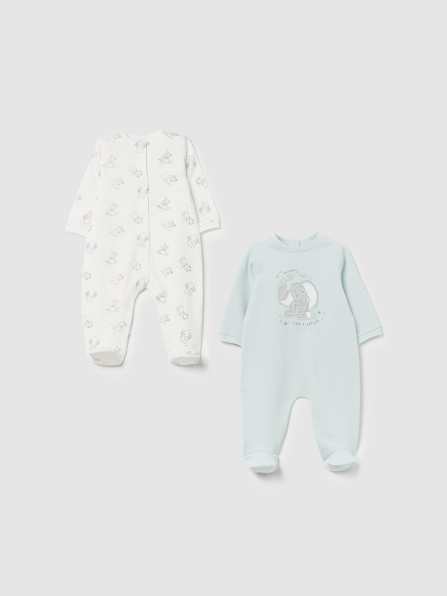 Two-pack Dumbo onesies in organic cotton with feet_0