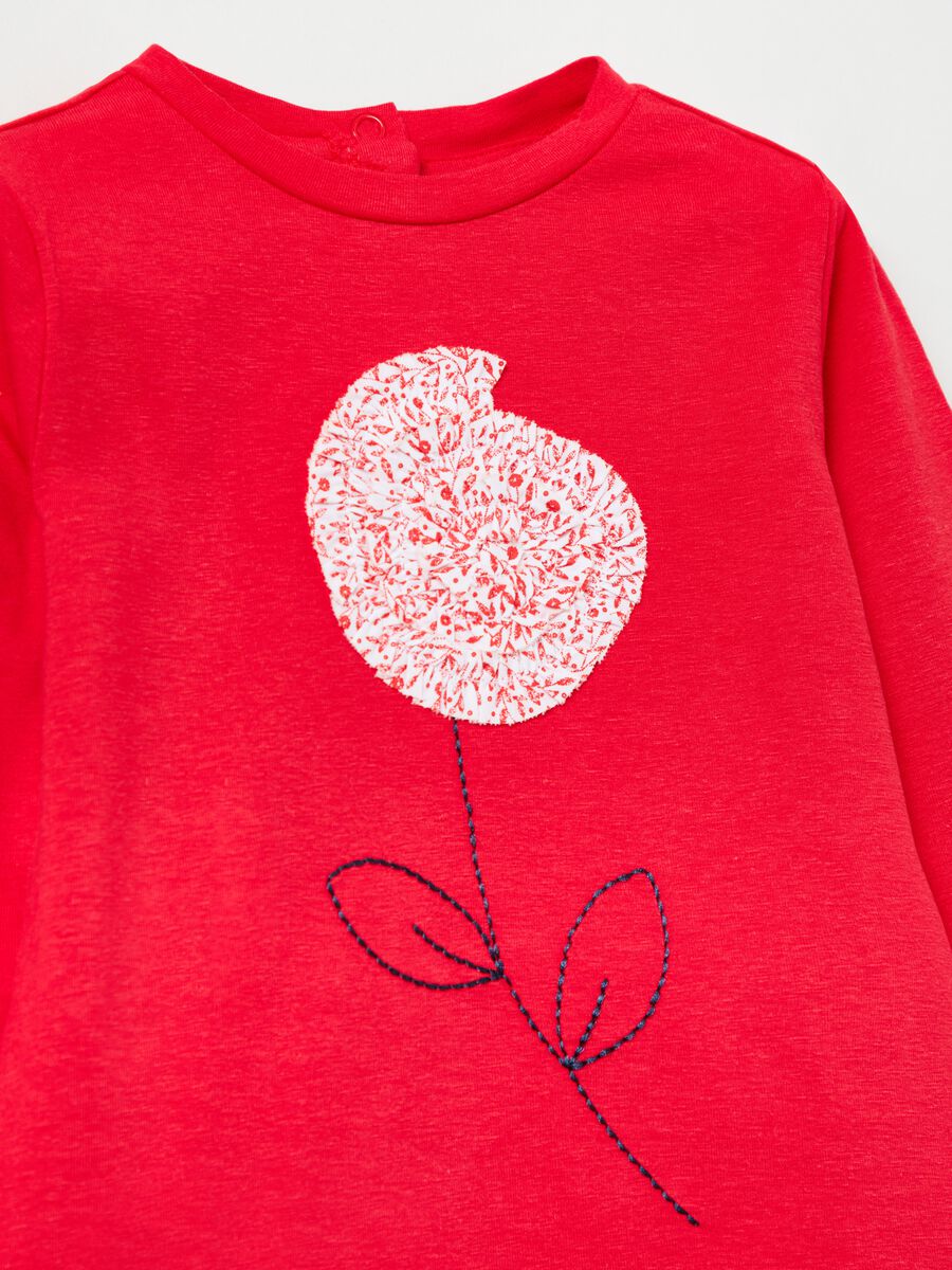 Long-sleeved T-shirt with flower embroidery_2