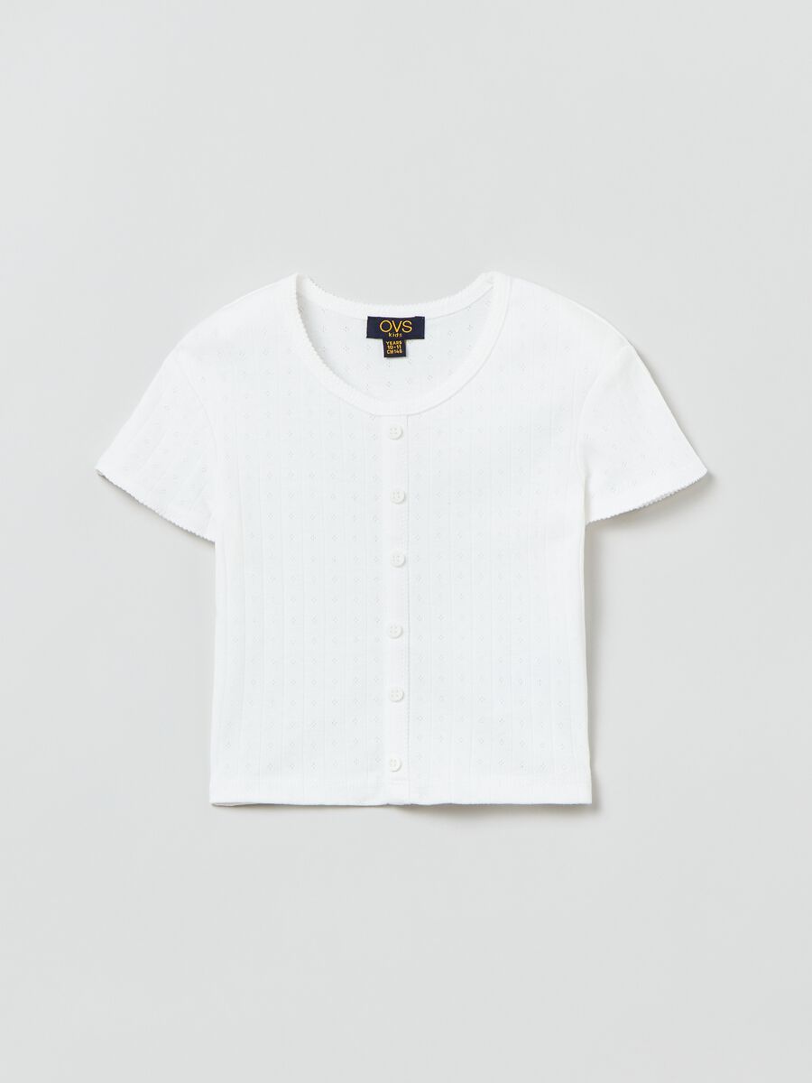 Pointelle-stitch T-shirt_0