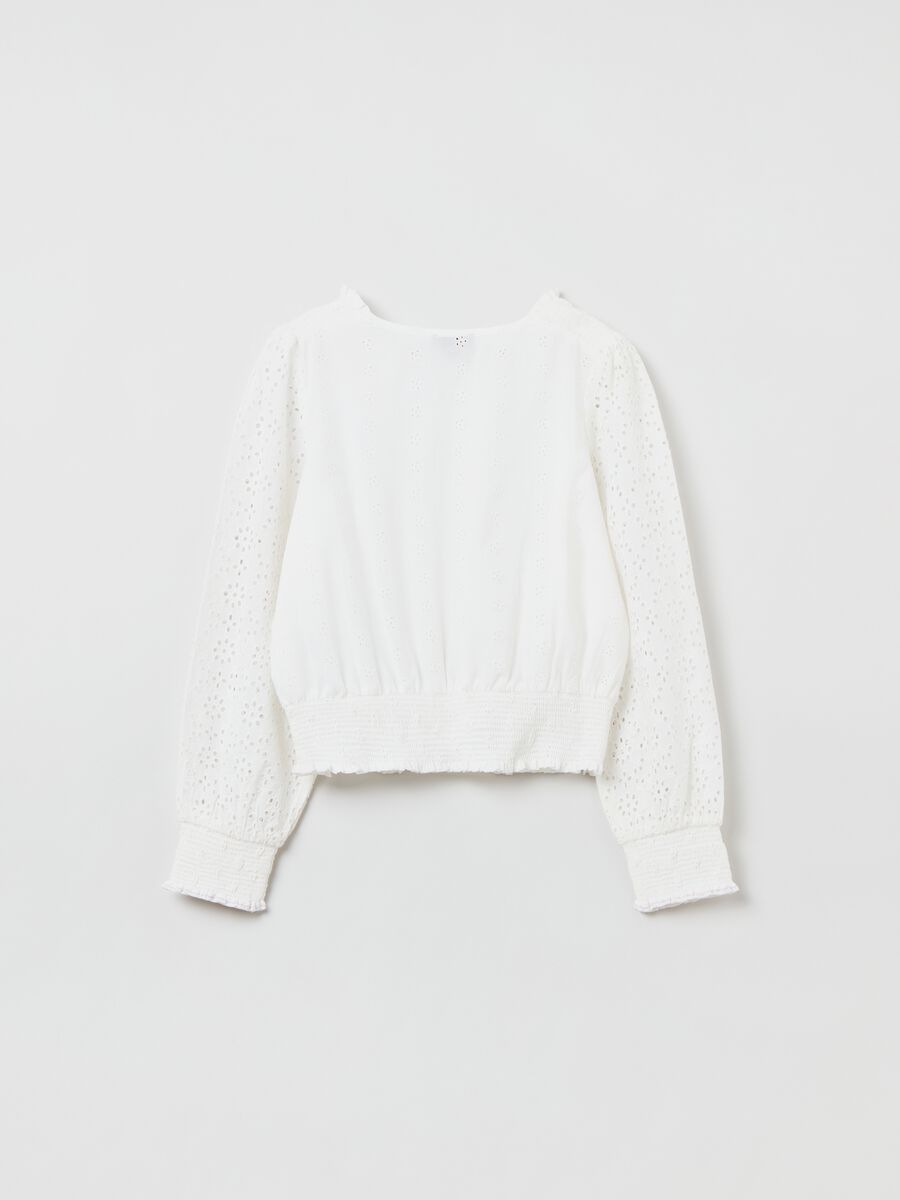 Blouse in cotton broderie anglaise_1