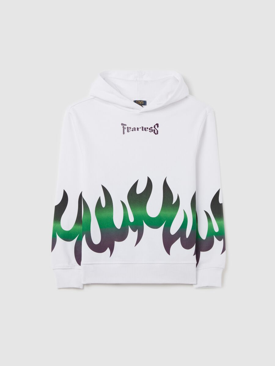 Sweatshirt with hood and "Fearless" print_0