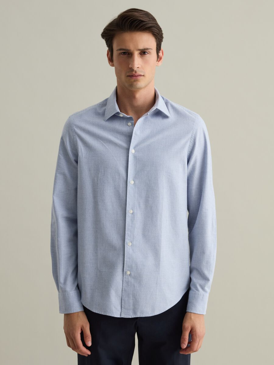 Contemporary slim-fit shirt with micro check pattern_1