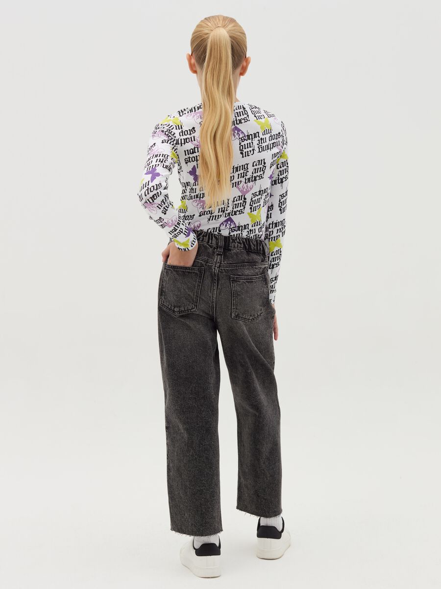 Culotte jeans with five pockets and raw edging_2