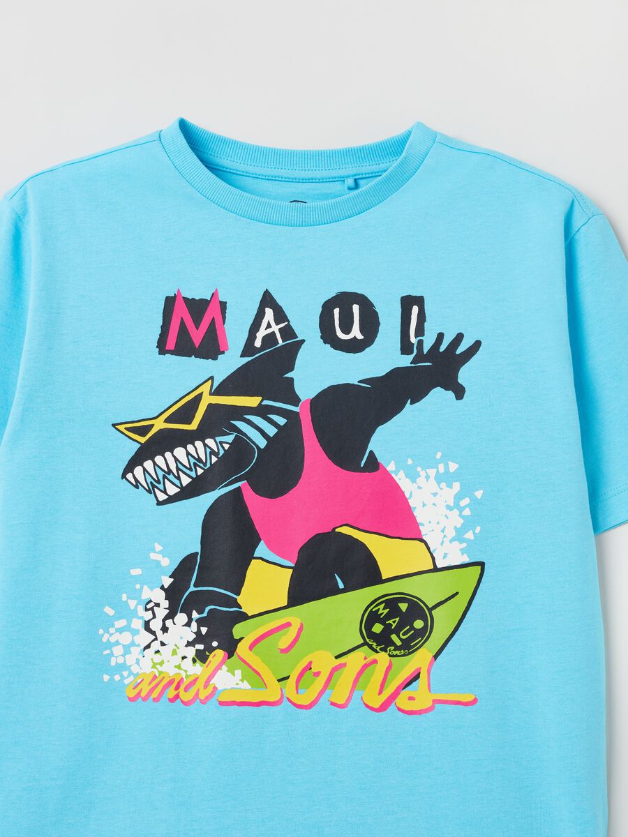 T-shirt con stampa squalo Maui and Sons_1