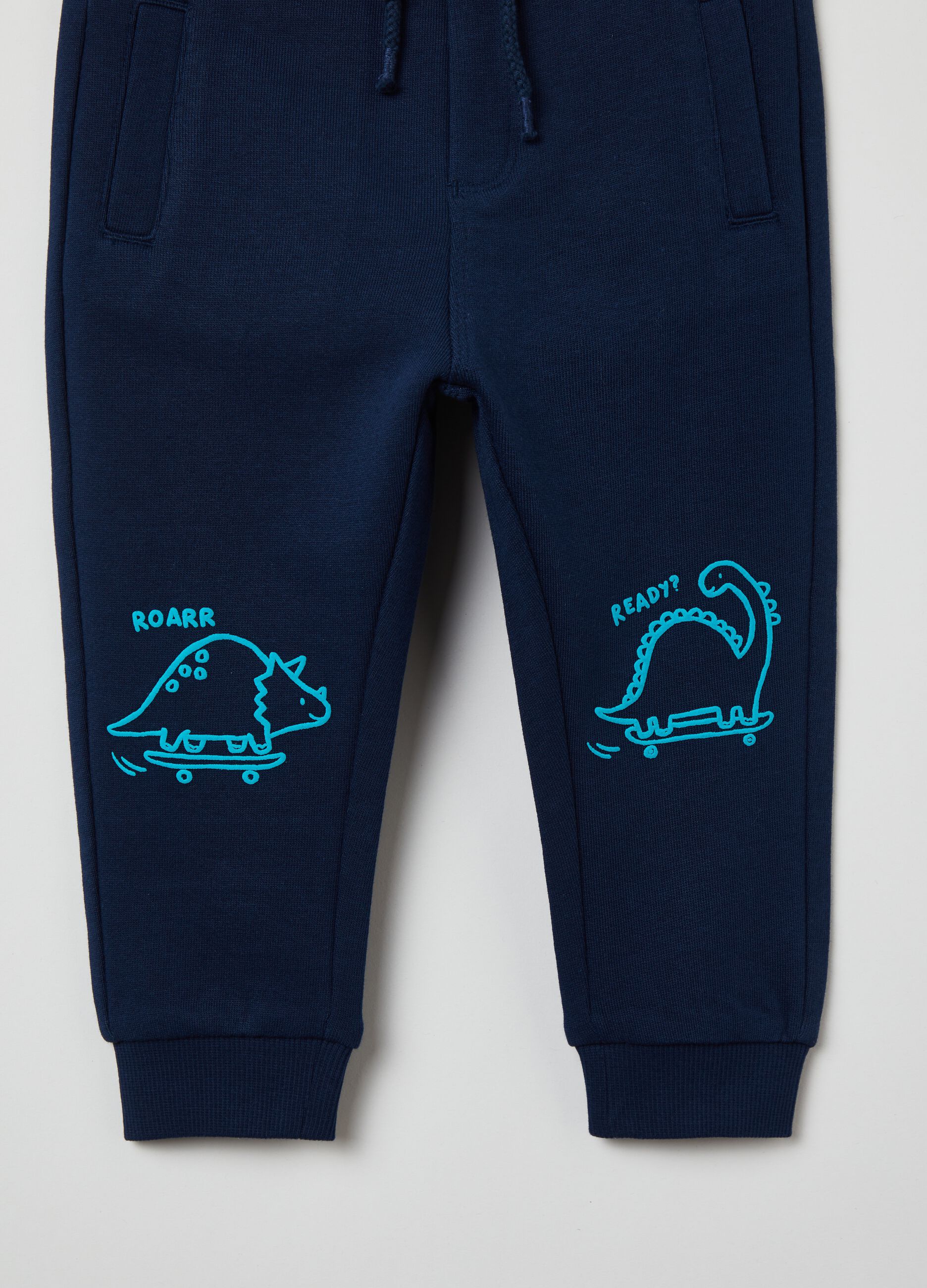 Fleece joggers with drawstring and print