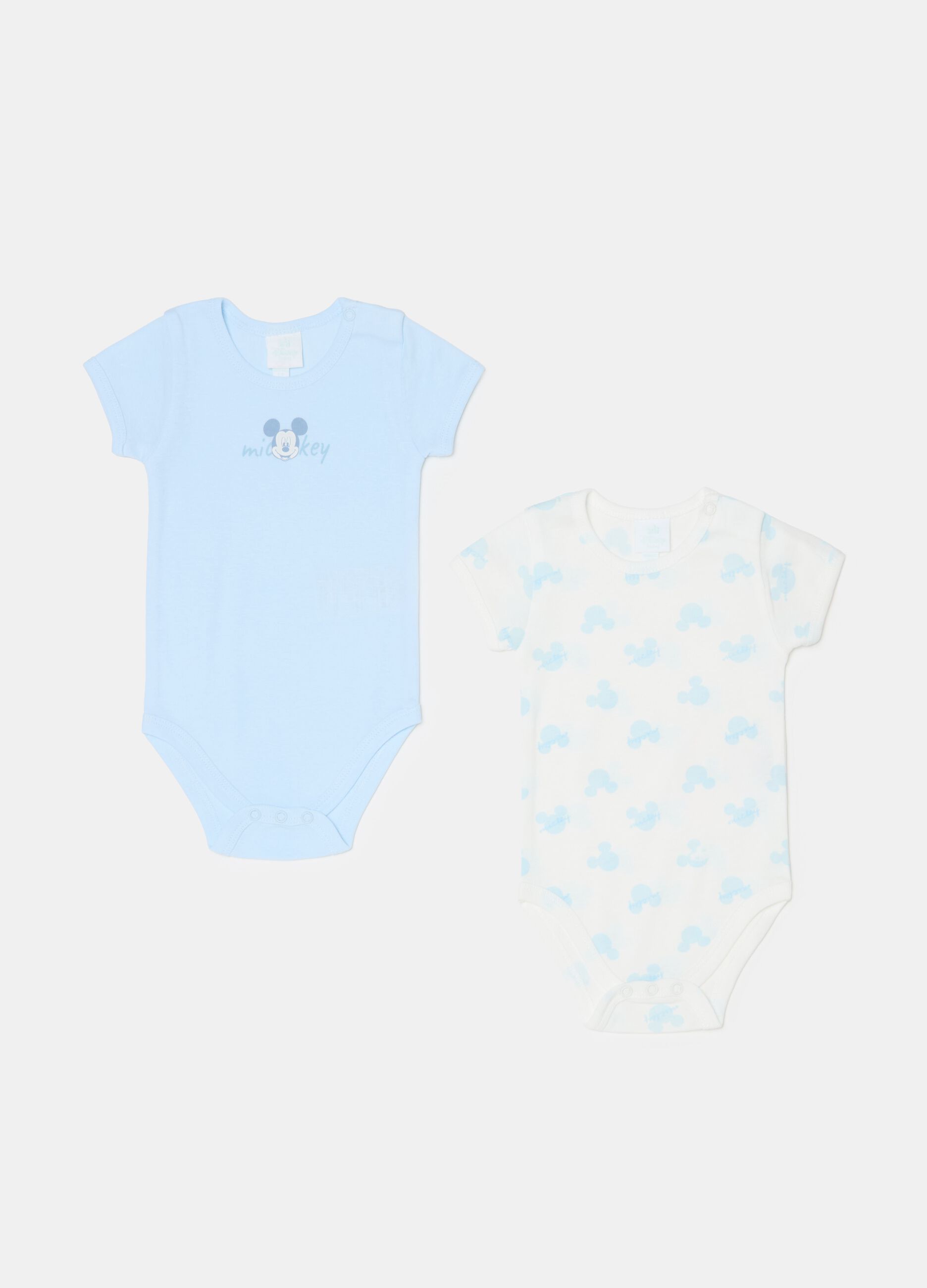 Two-pack bodysuit in organic cotton with Mickey Mouse print