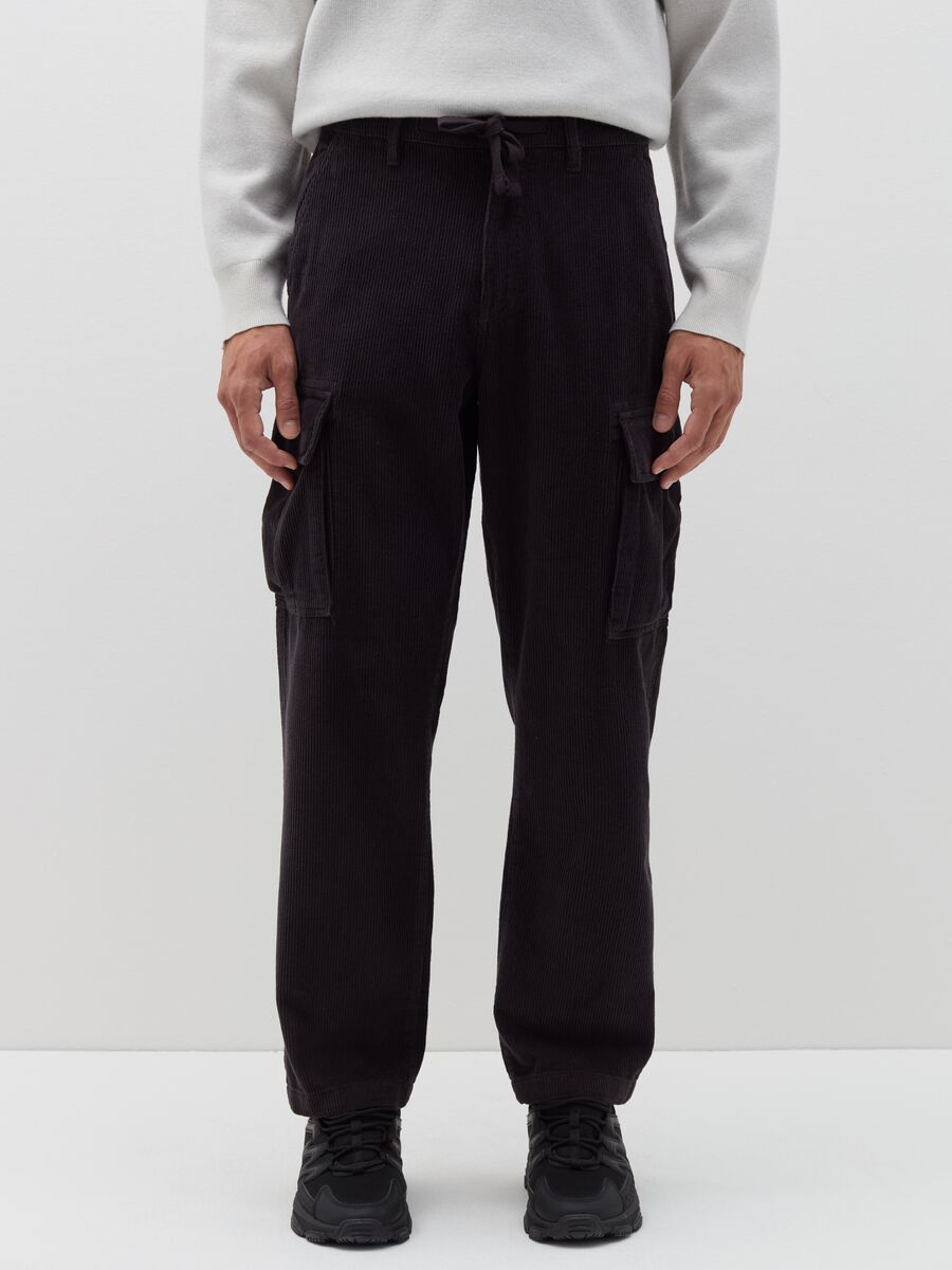 Cargo joggers in corduroy with drawstring_1