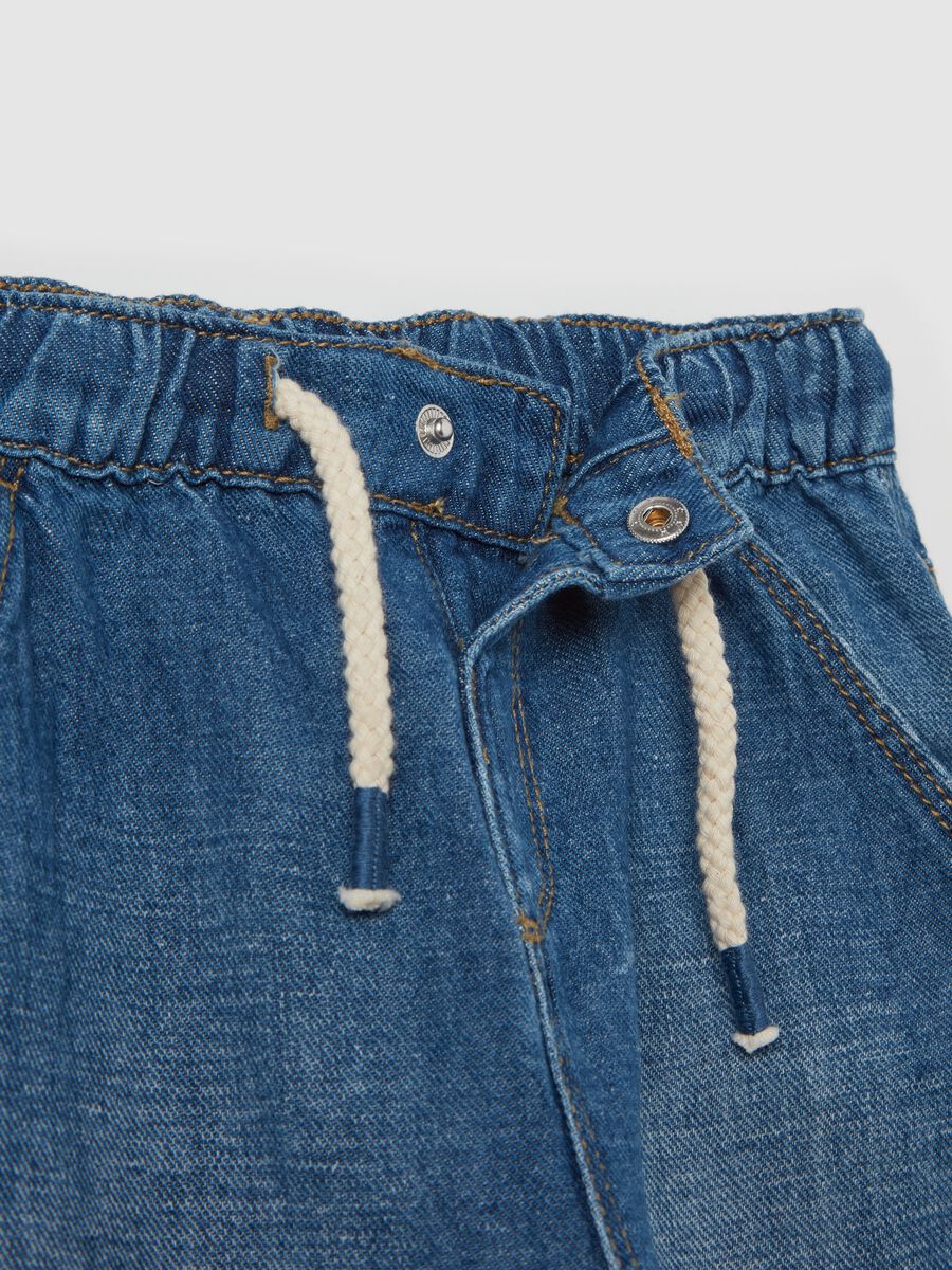 Cotton and linen jeans with drawstring_2