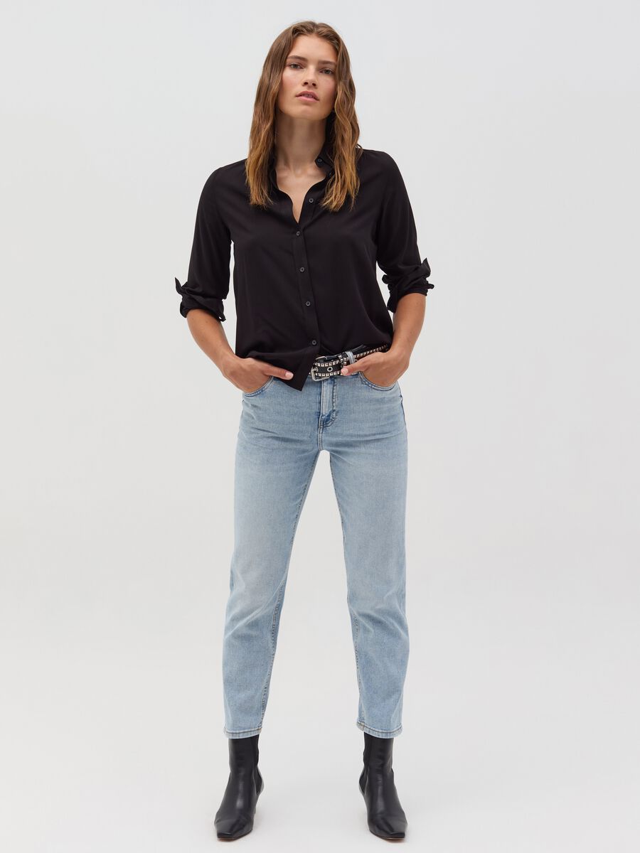 Straight-fit stretch jeans with five pockets_0