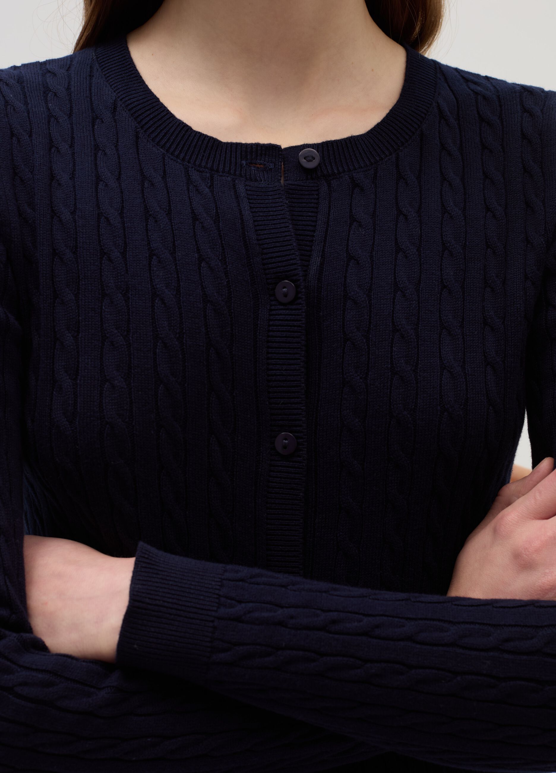 Cardigan with cable-knit design