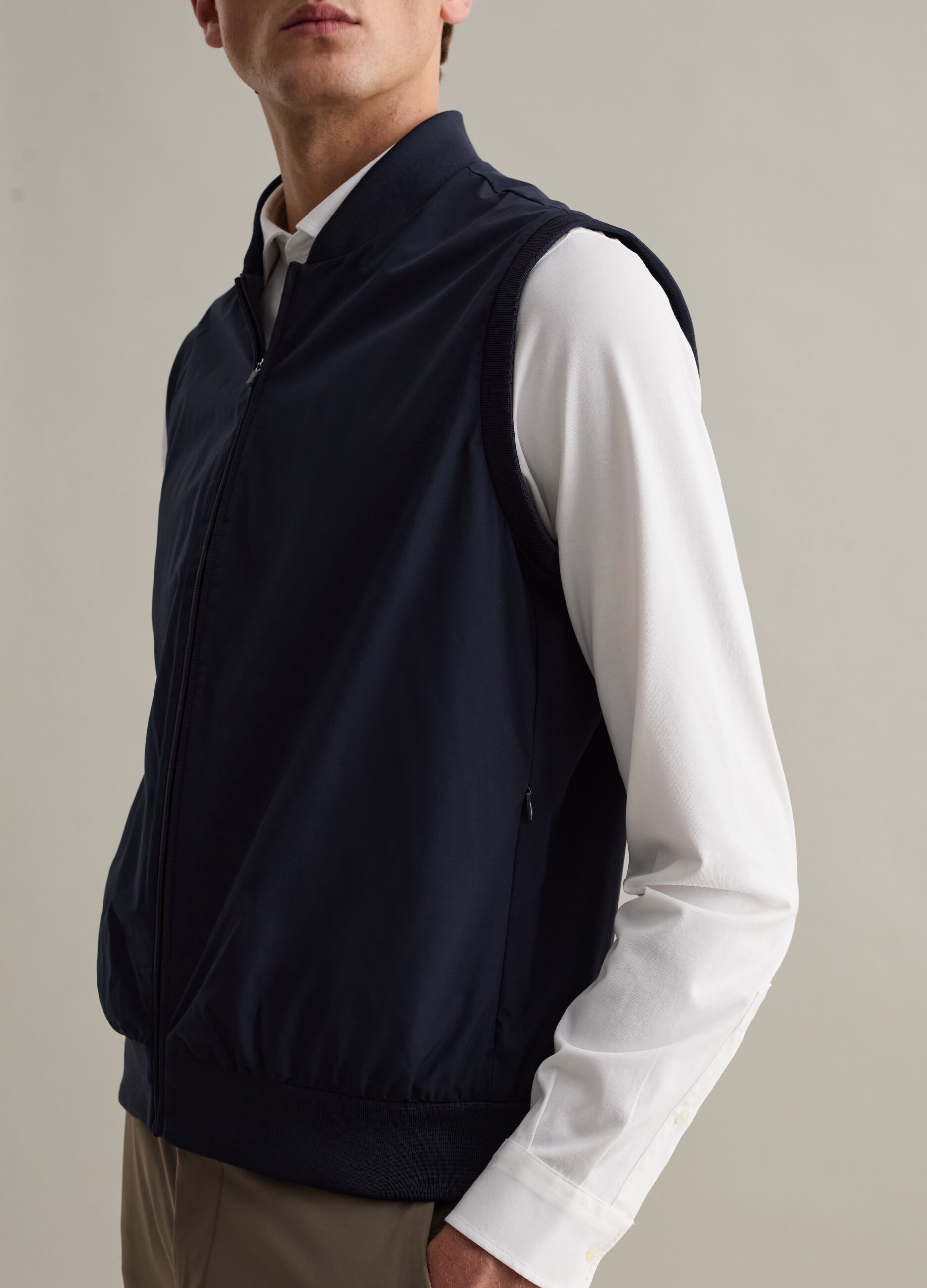 Contemporary gilet in technical fabric