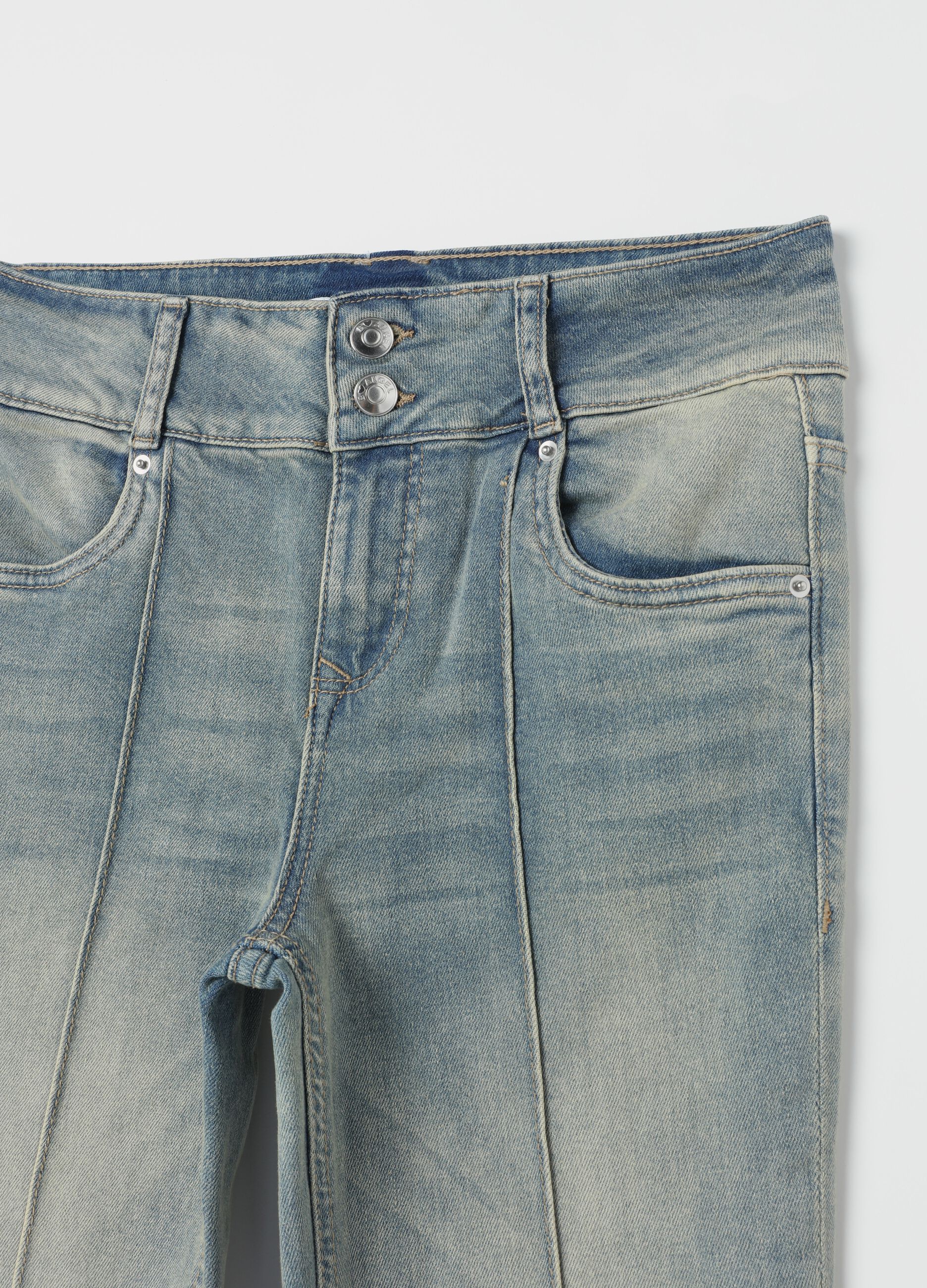 Flare-fit jeans with raised stitching