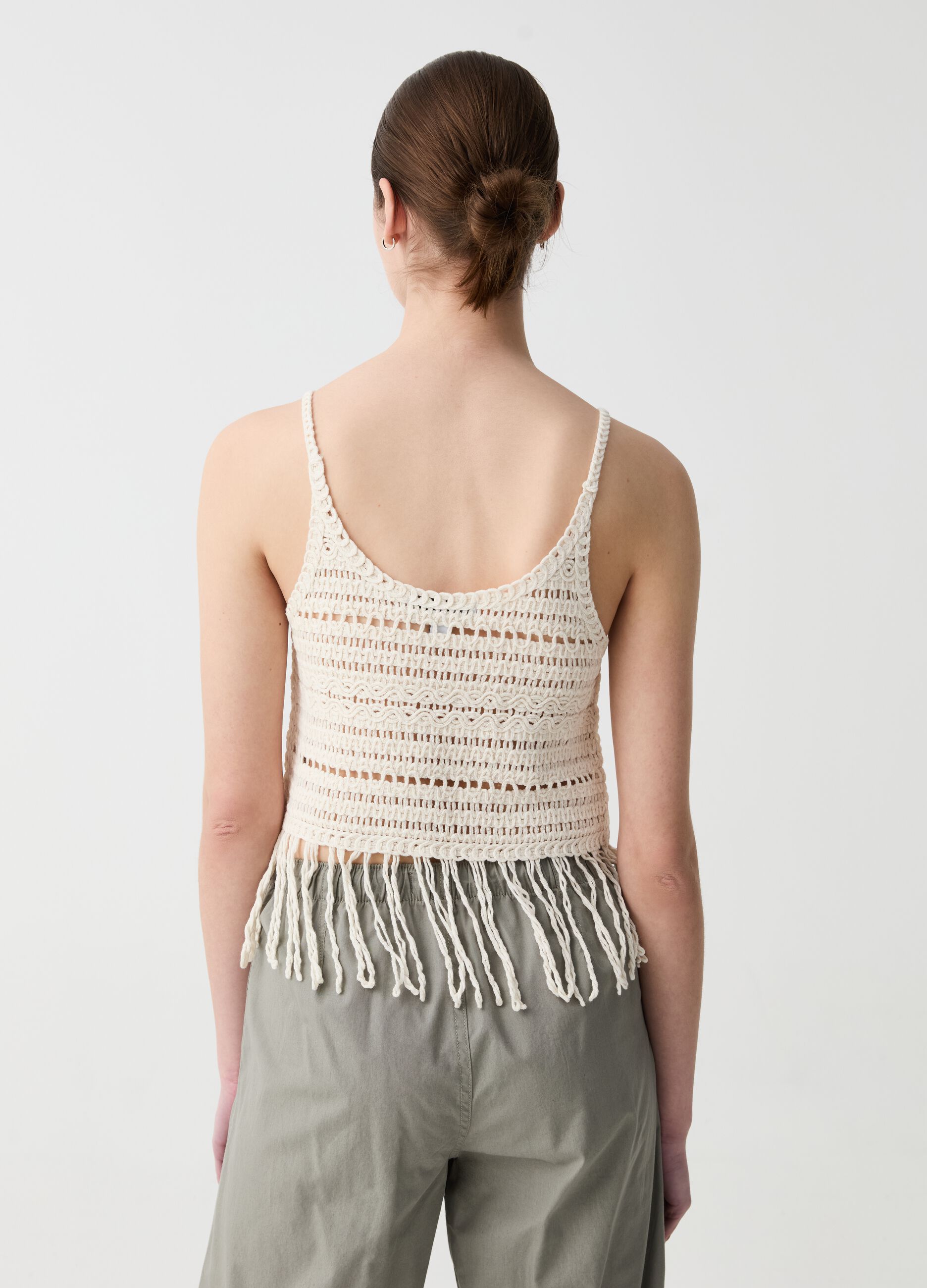 Crochet crop top with fringes