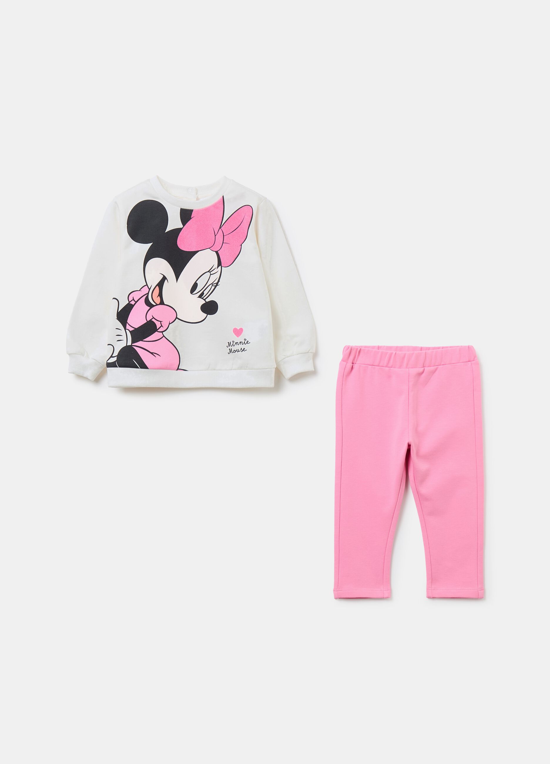 French terry jogging set with Minnie Mouse print