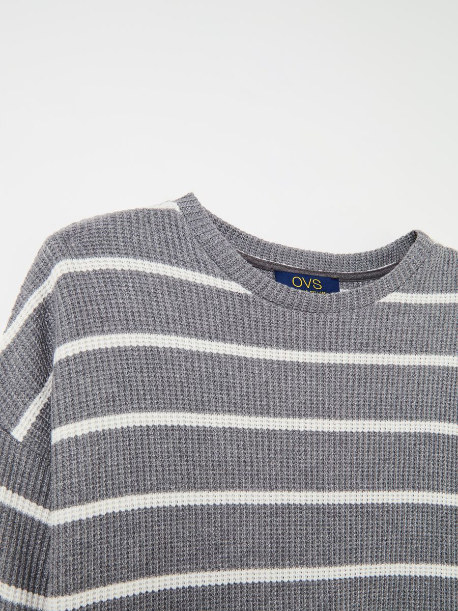 Long-sleeved T-shirt with micro waffle weave_5