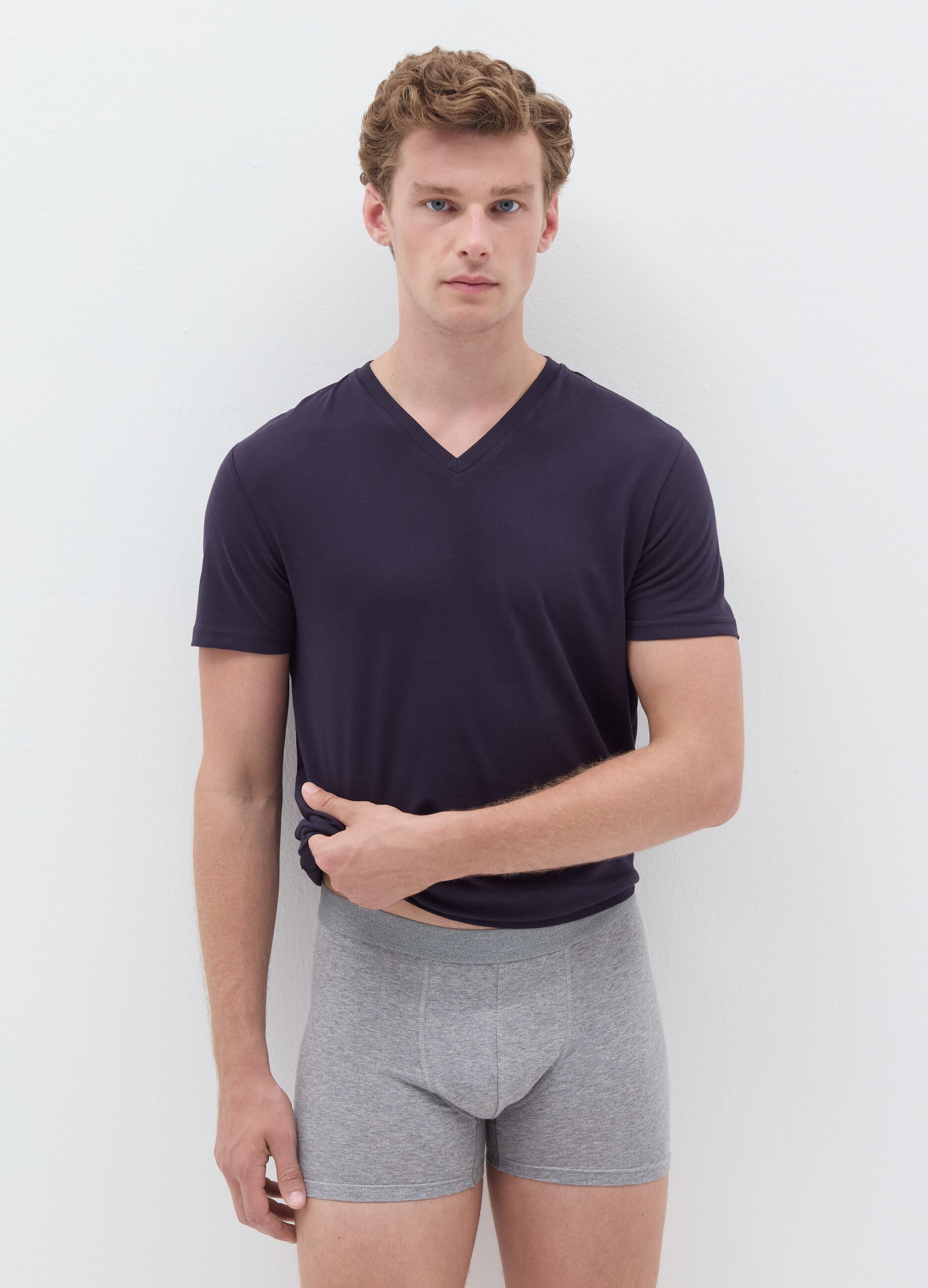 Organic cotton boxer shorts with external elastic