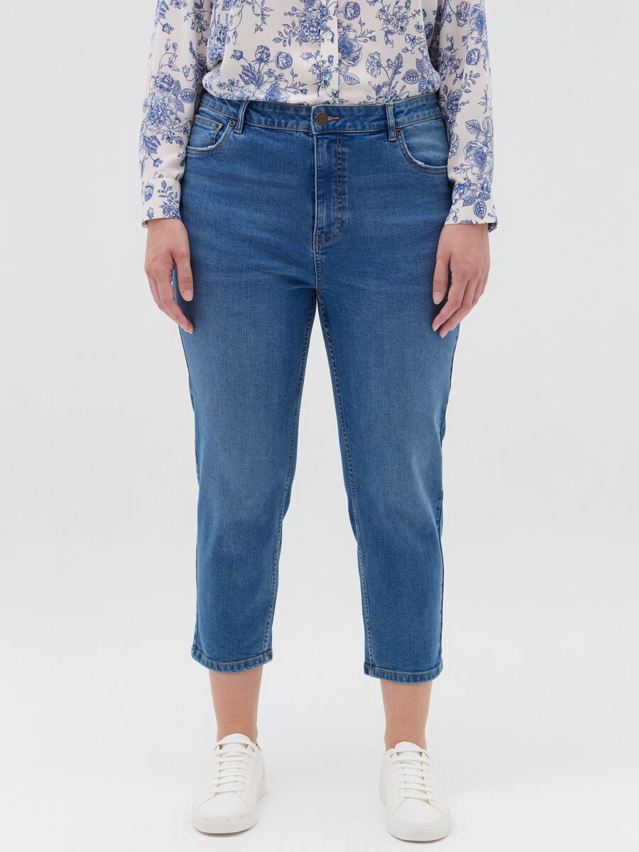 Curvy cropped-fit jeans with five pockets_1